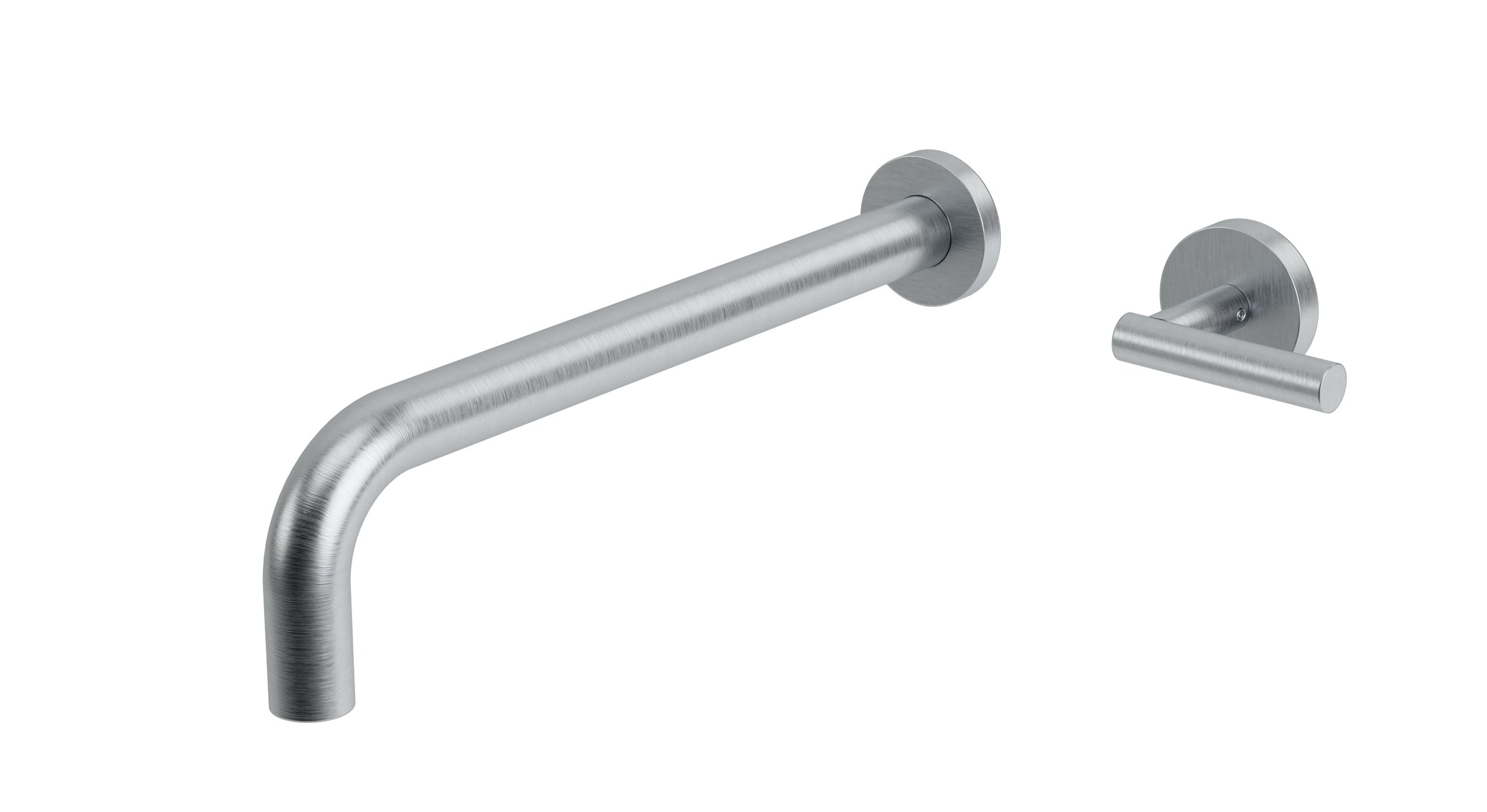 Contour One Handle Wall Mount 12" Lavatory Faucet with Soft Lever Handle in Satin Chrome