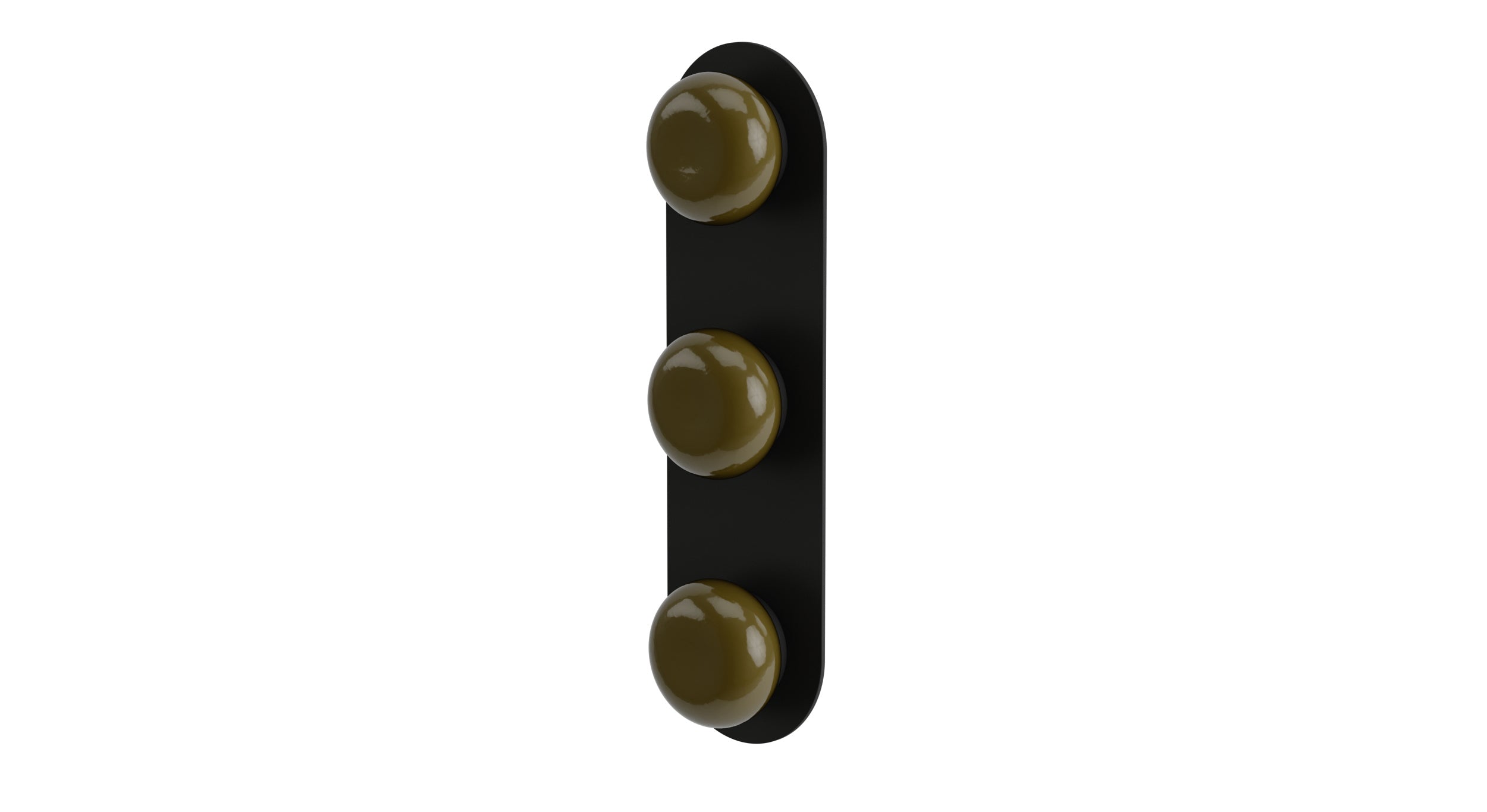 Foundry Three Handle Wall Mount Shower Trim with Pebble Ceramic Knob Handles in Matte Black