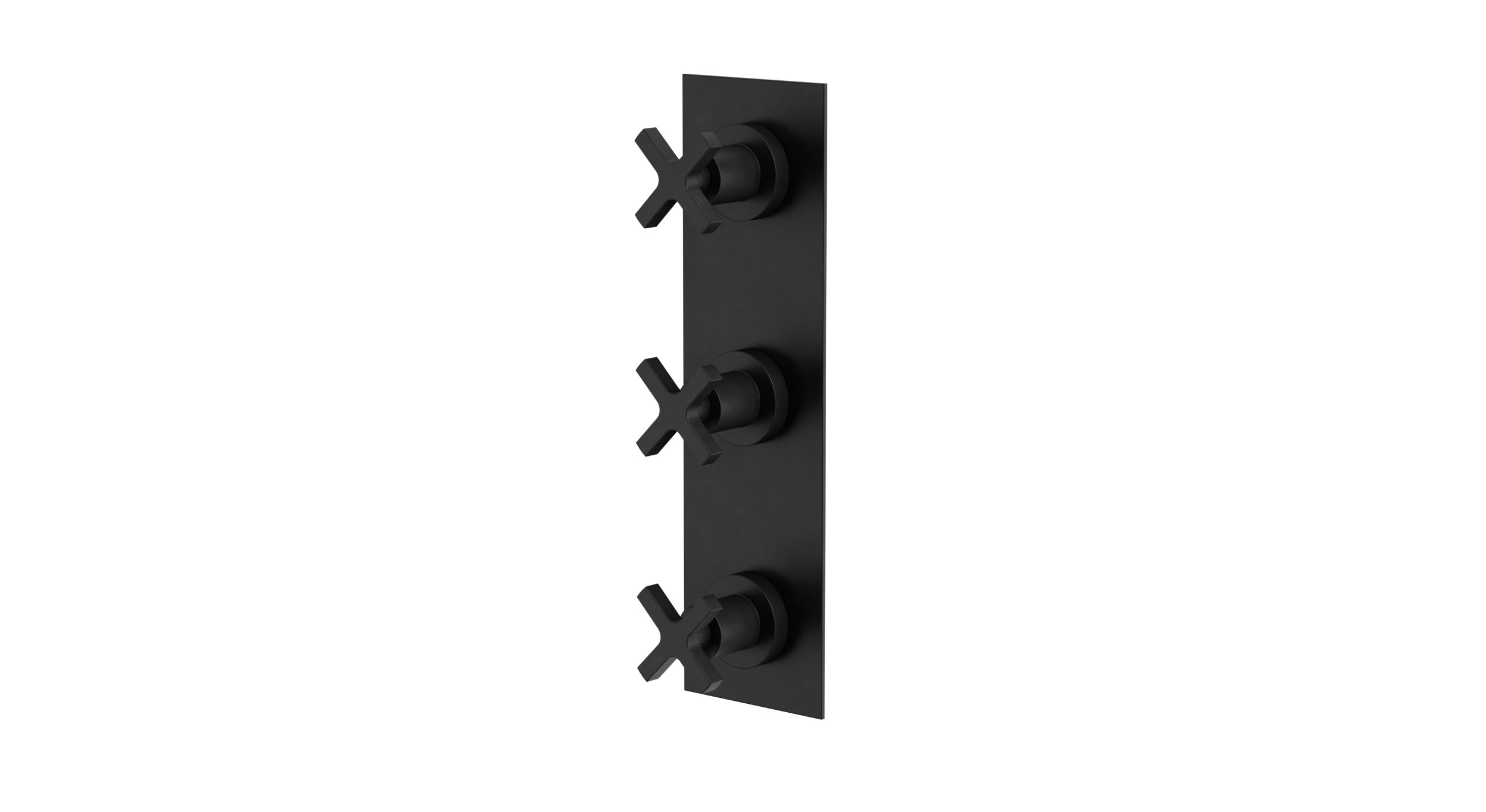 Flatiron Three Handle Wall Mount Shower Trim with Linear Cross Handles in Oil Rubbed Bronze