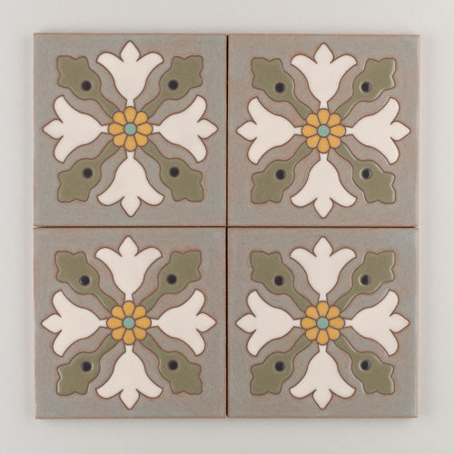 6x6 Handpainted Tile Avila in Neutral Motif