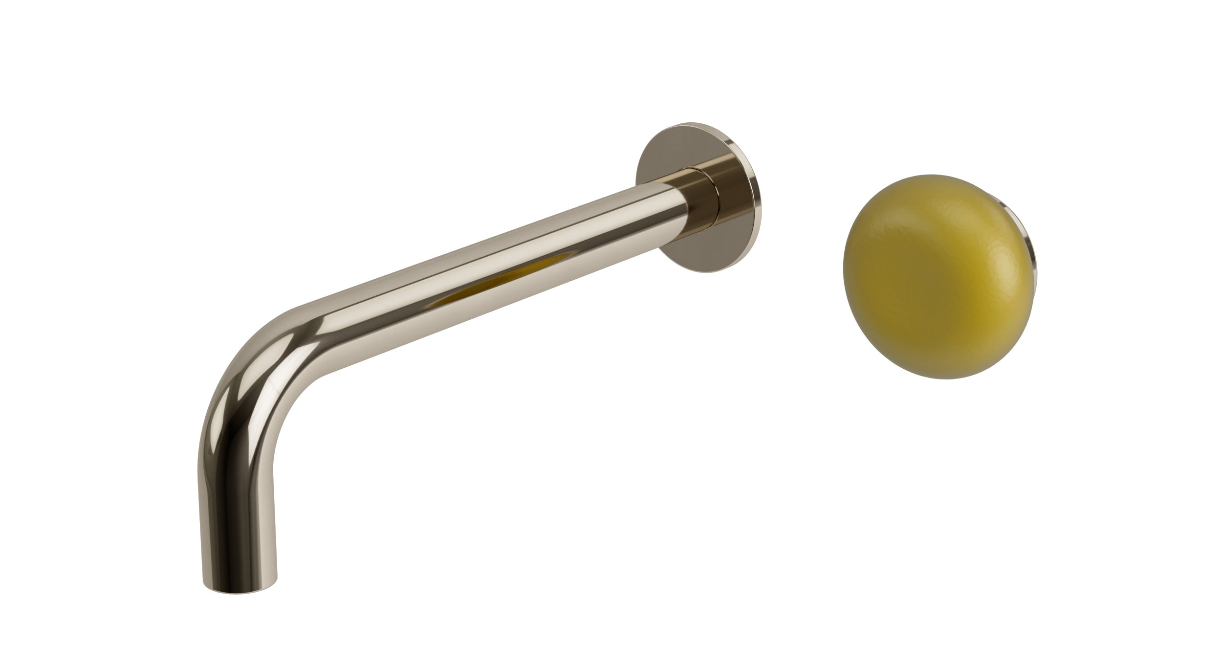 Foundry One Handle Wall Mount 7.5" Lavatory Faucet with Pebble Ceramic Knob Handle in Polished Nickel