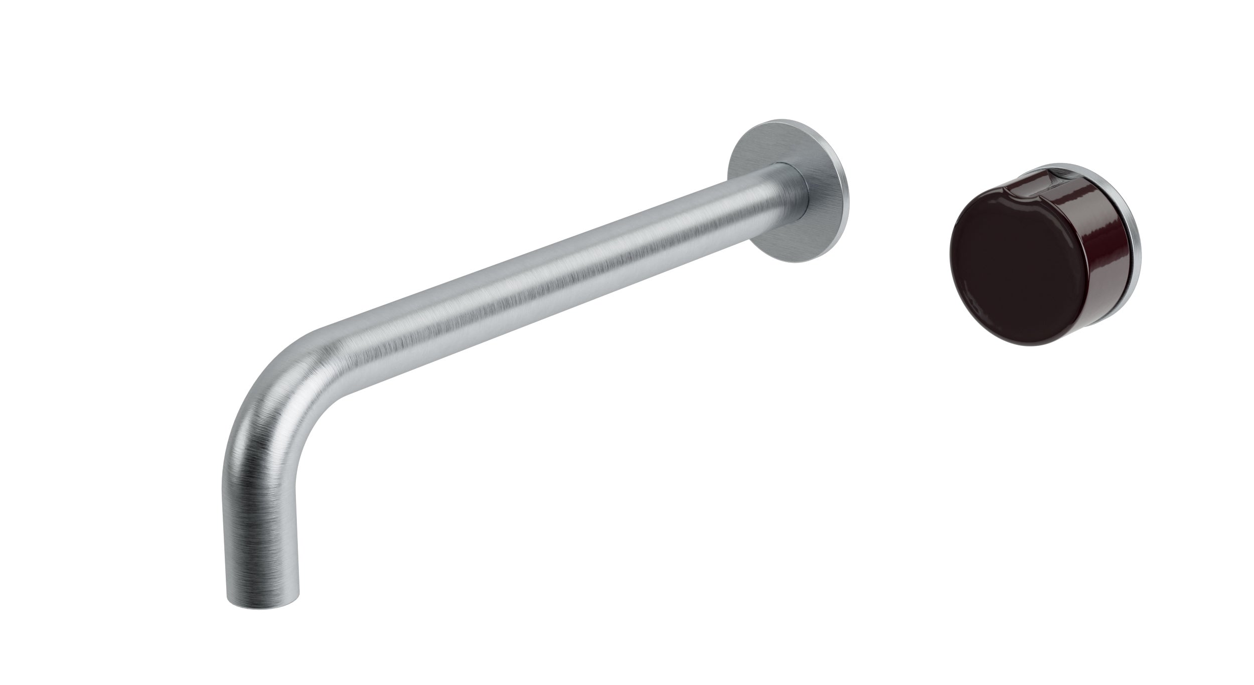Foundry One Handle Wall Mount 10" Lavatory Faucet with Groove Ceramic Knob Handle in Satin Chrome
