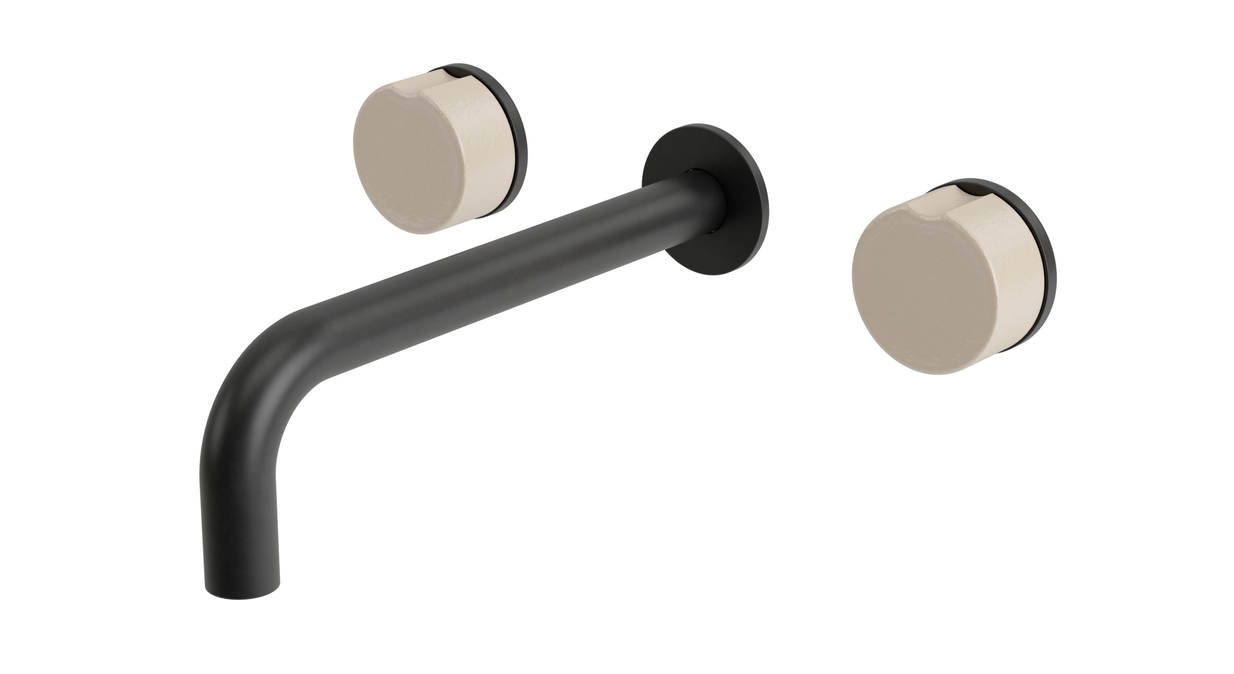 Foundry Two Handle Wall Mount 7.5" Lavatory Faucet with Groove Ceramic Knob Handles in Oil Rubbed Bronze