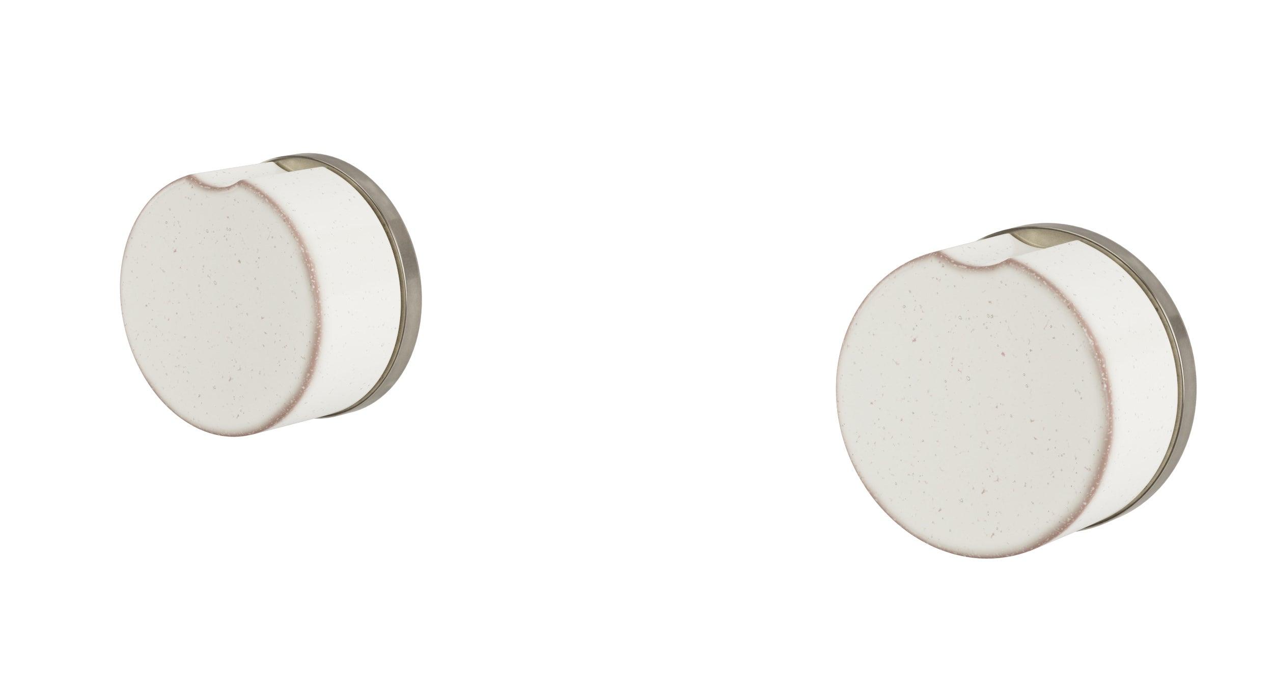 Foundry Two Handle Wall Mount Bath Trim with Groove Ceramic Knob Handles in French Nickel