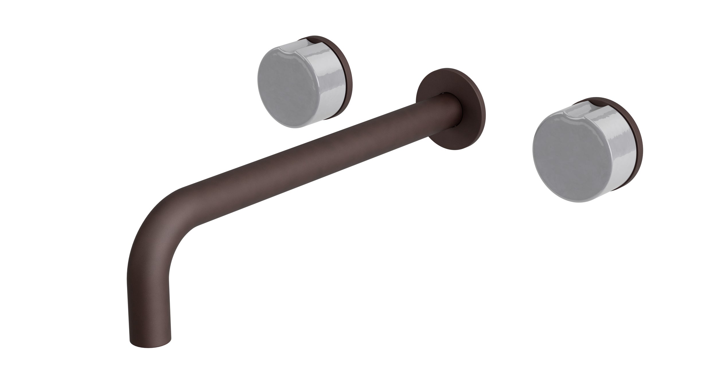 Foundry Two Handle Wall Mount 10" Lavatory Faucet with Groove Ceramic Knob Handles in Architectural Copper