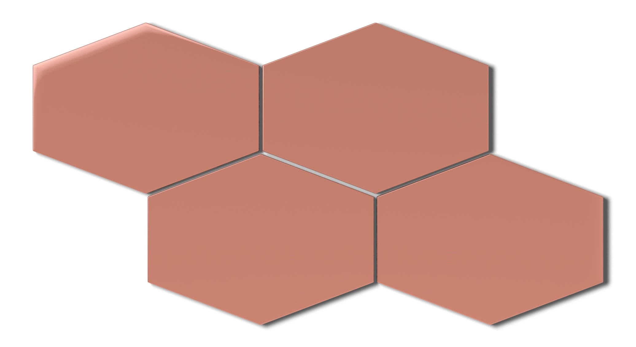 Elongated Hexagon Natural Press Ceramic Tile in Madder Red Gloss
