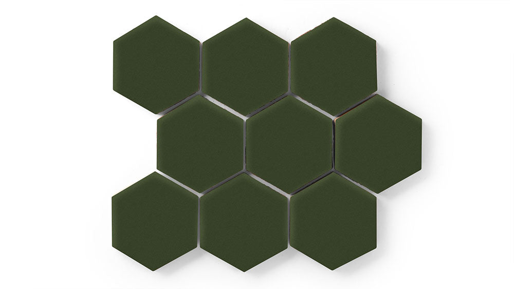 4" Hexagon Original Ceramic Tile in Hunter Green Matte