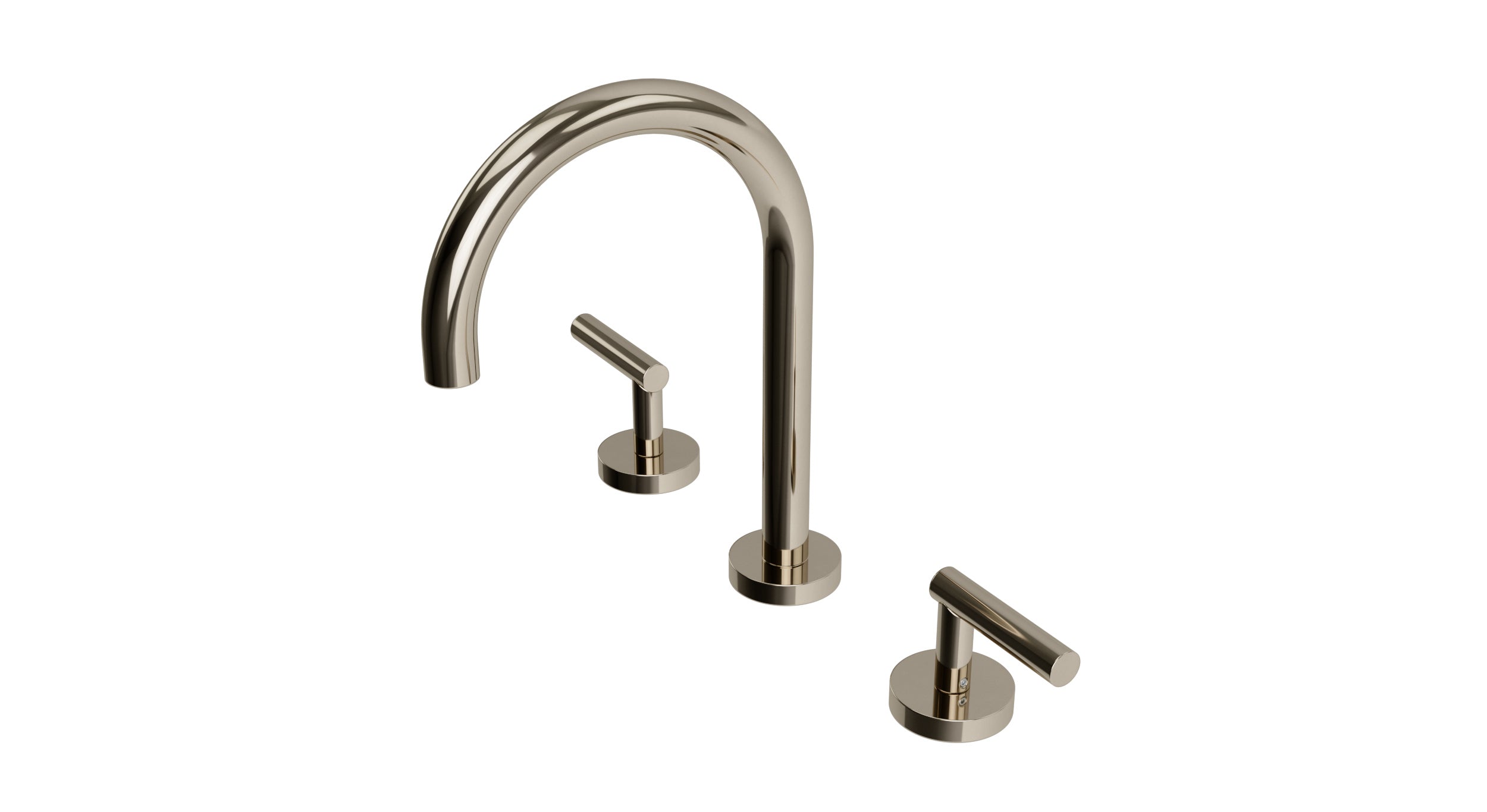 Contour Two Handle Deck Mount Gooseneck Lavatory Faucet with Soft Lever Handles