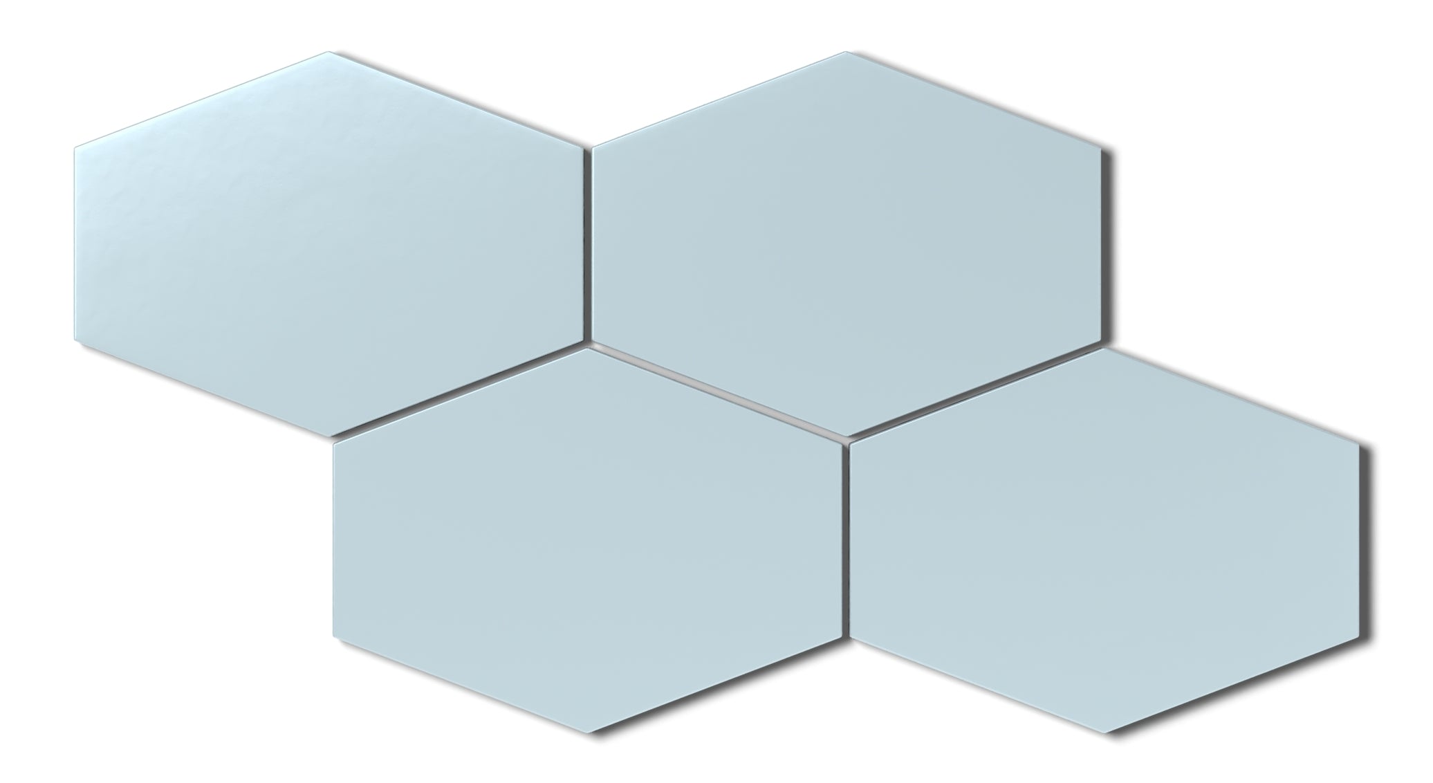 Elongated Hexagon Natural Press Ceramic Tile in Egyptian Blue Matte
