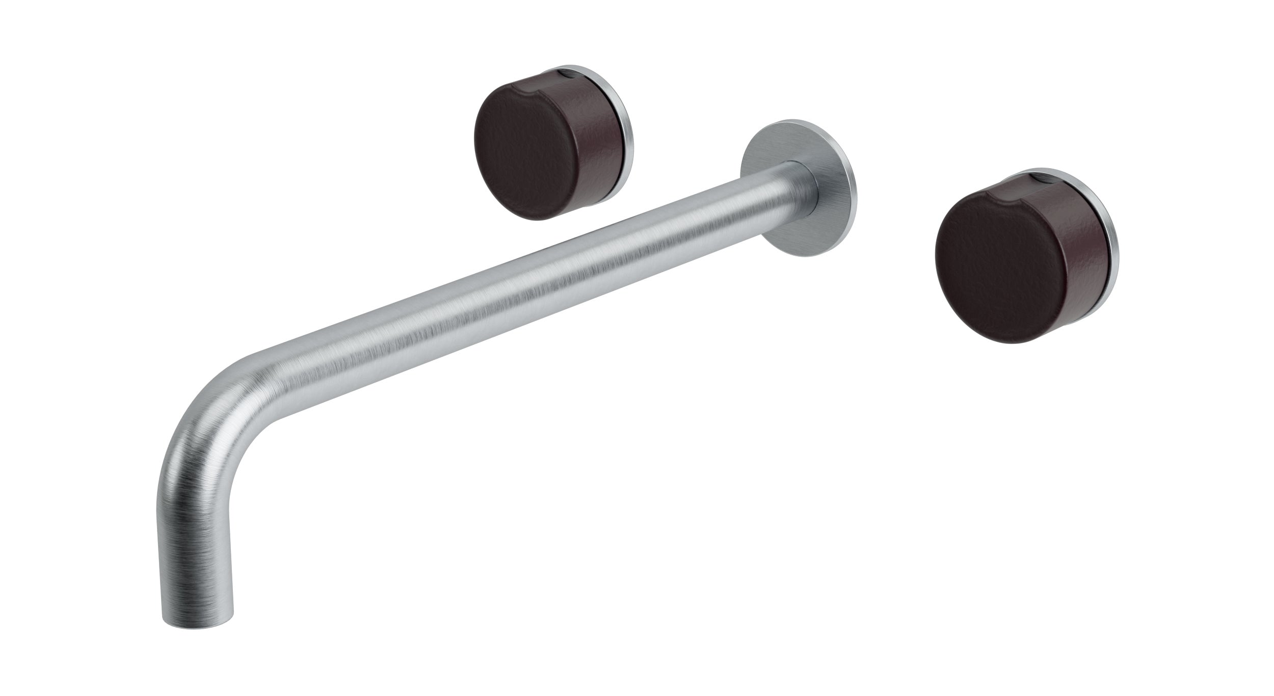 Foundry Two Handle Wall Mount 12" Lavatory Faucet with Groove Ceramic Knob Handles in Satin Chrome
