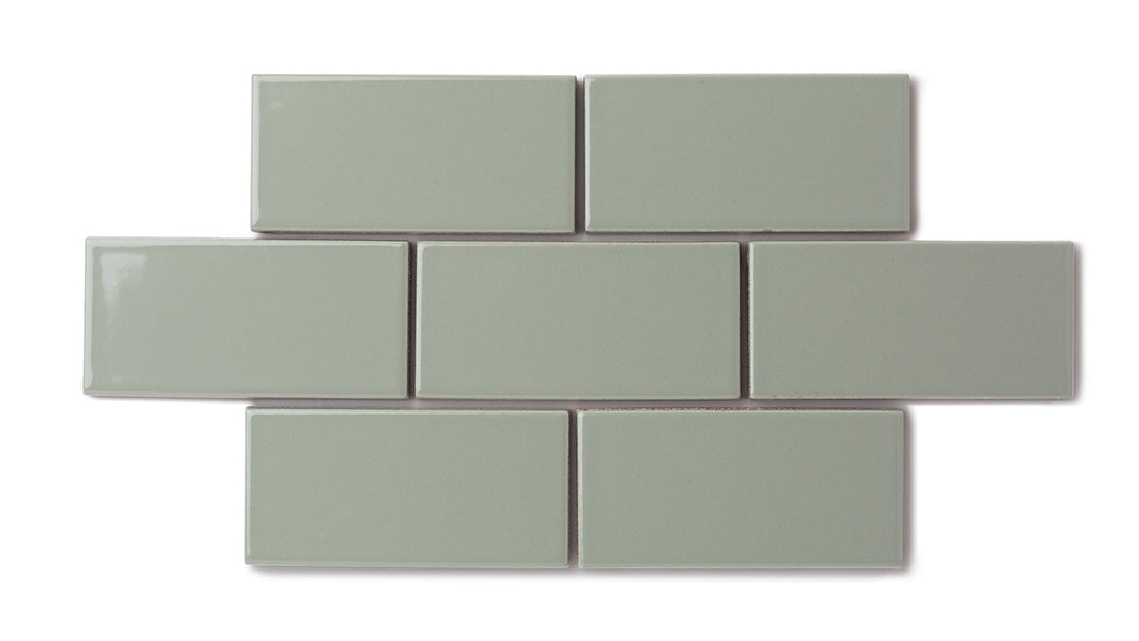 Elongated Hexagon Natural Press Ceramic Tile in Terre Verte Gloss