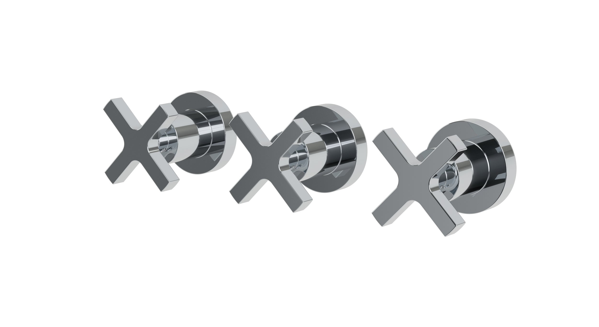 Flatiron Three Handle Wall Mount Bath Trim with Linear Cross Handles