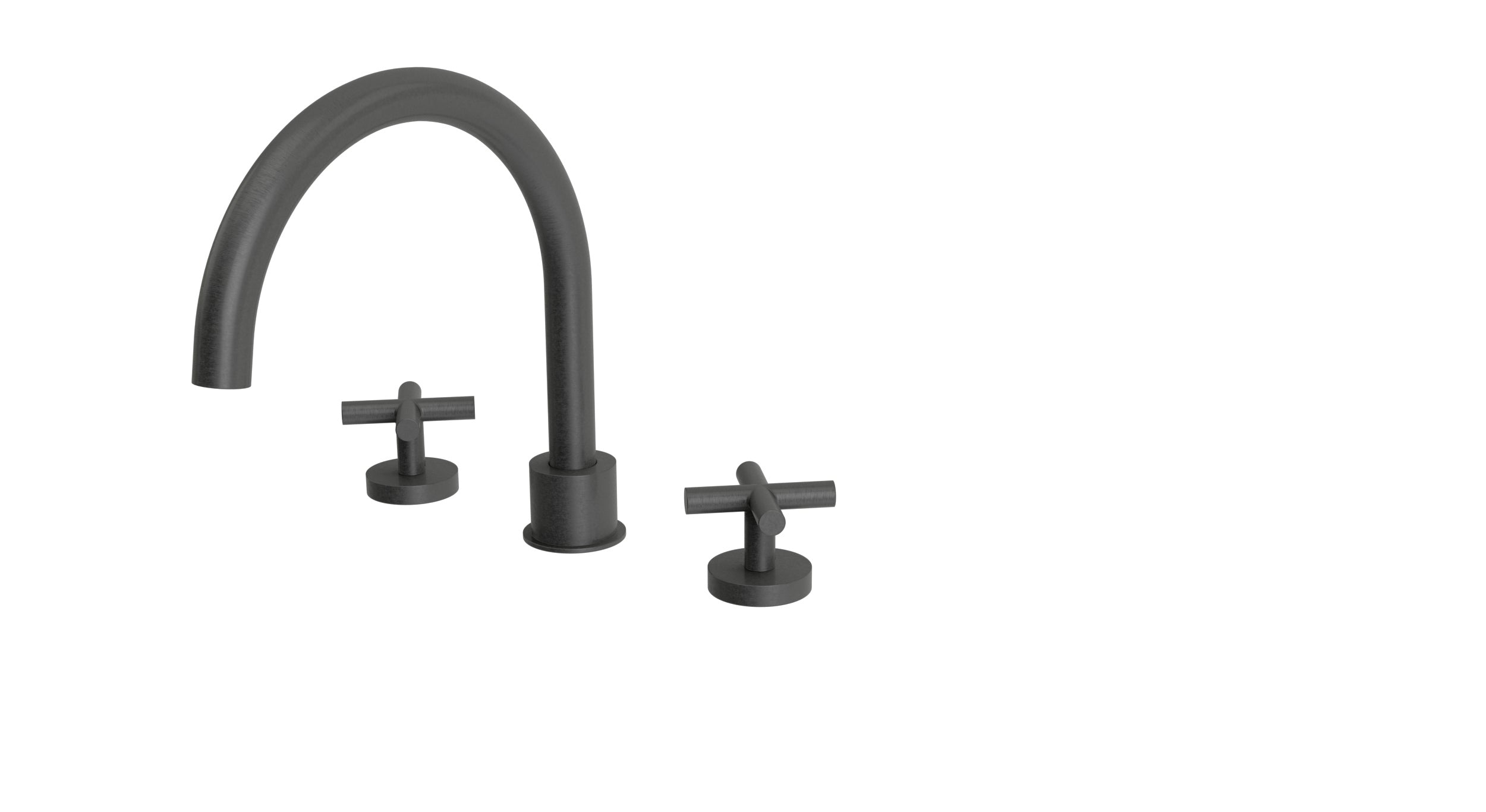 Contour Two Handle Deck Mount Gooseneck Bath Trim with Soft Cross Handles in Blackened Nickel