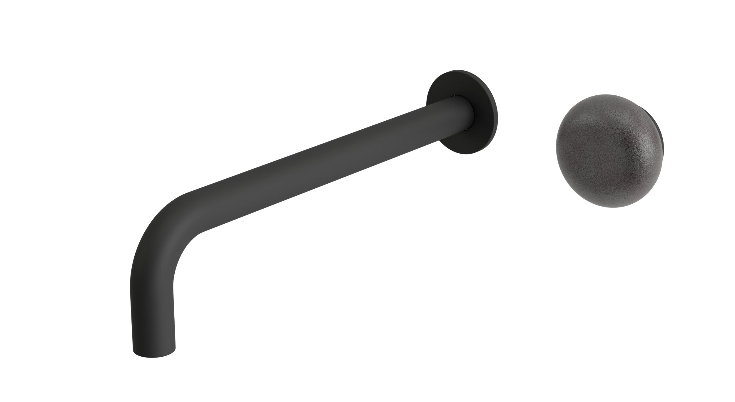 Foundry One Handle Wall Mount 10" Lavatory Faucet with Pebble Ceramic Knob Handle in Matte Black