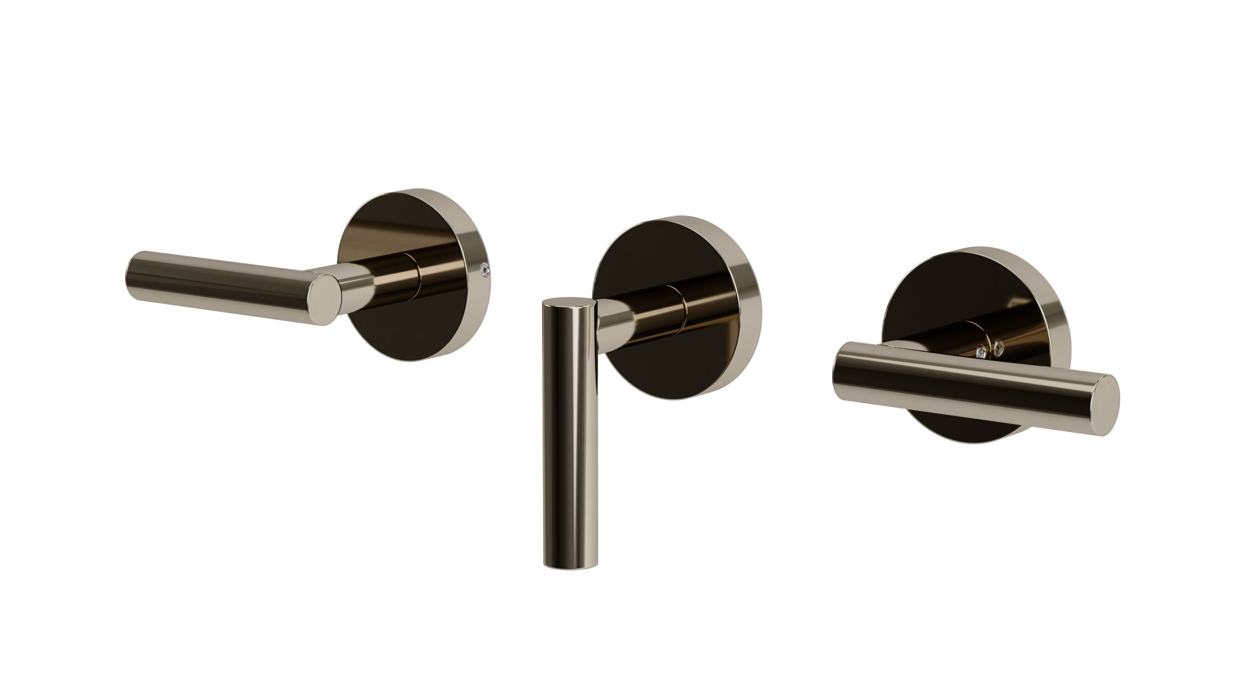 Contour Three Handle Wall Mount Bath Trim with Diverter/Volume Control and Soft Lever Handles in Polished Nickel