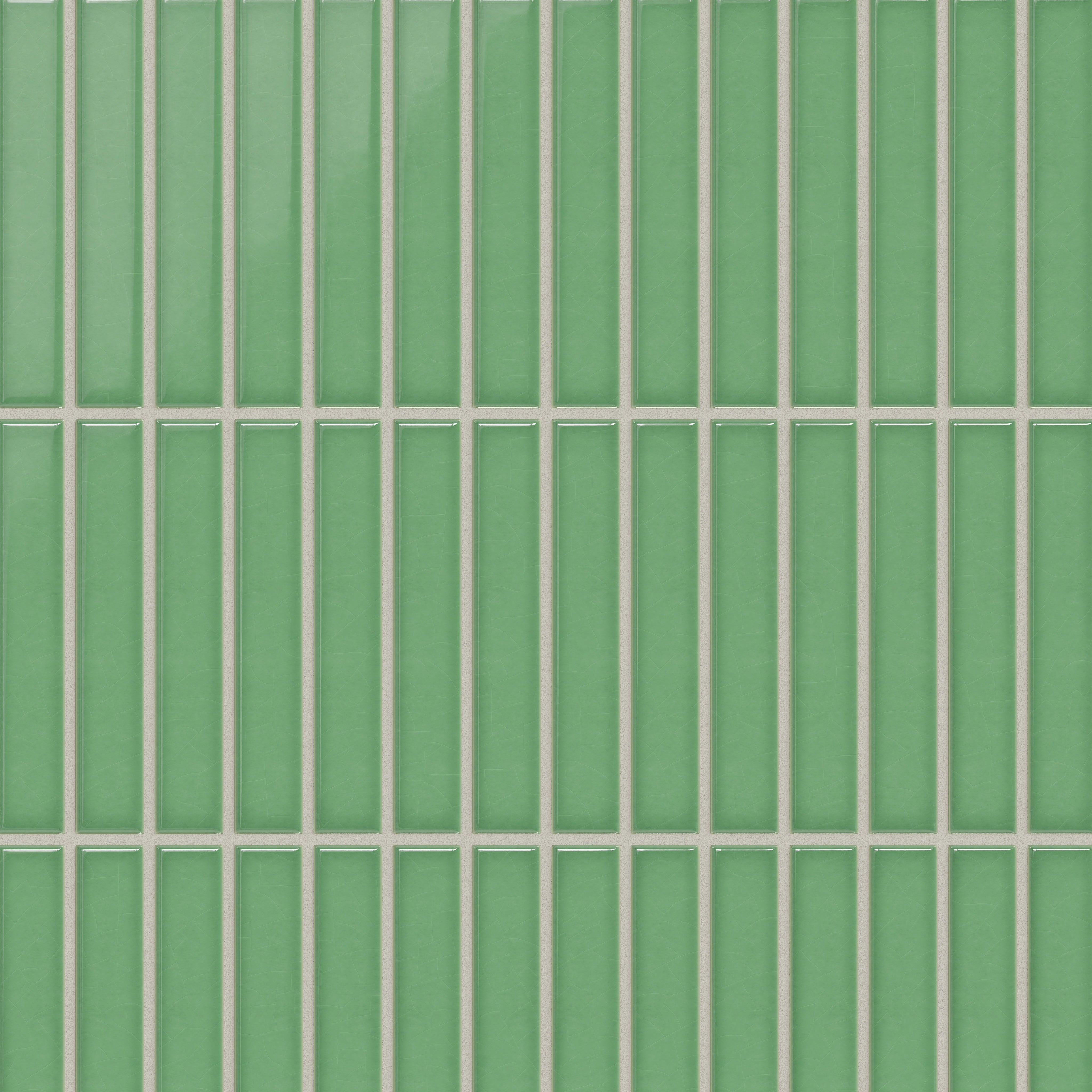 1x6 Straight Set Sheeted Original Ceramic Mosaic Tile in Sea Green Gloss