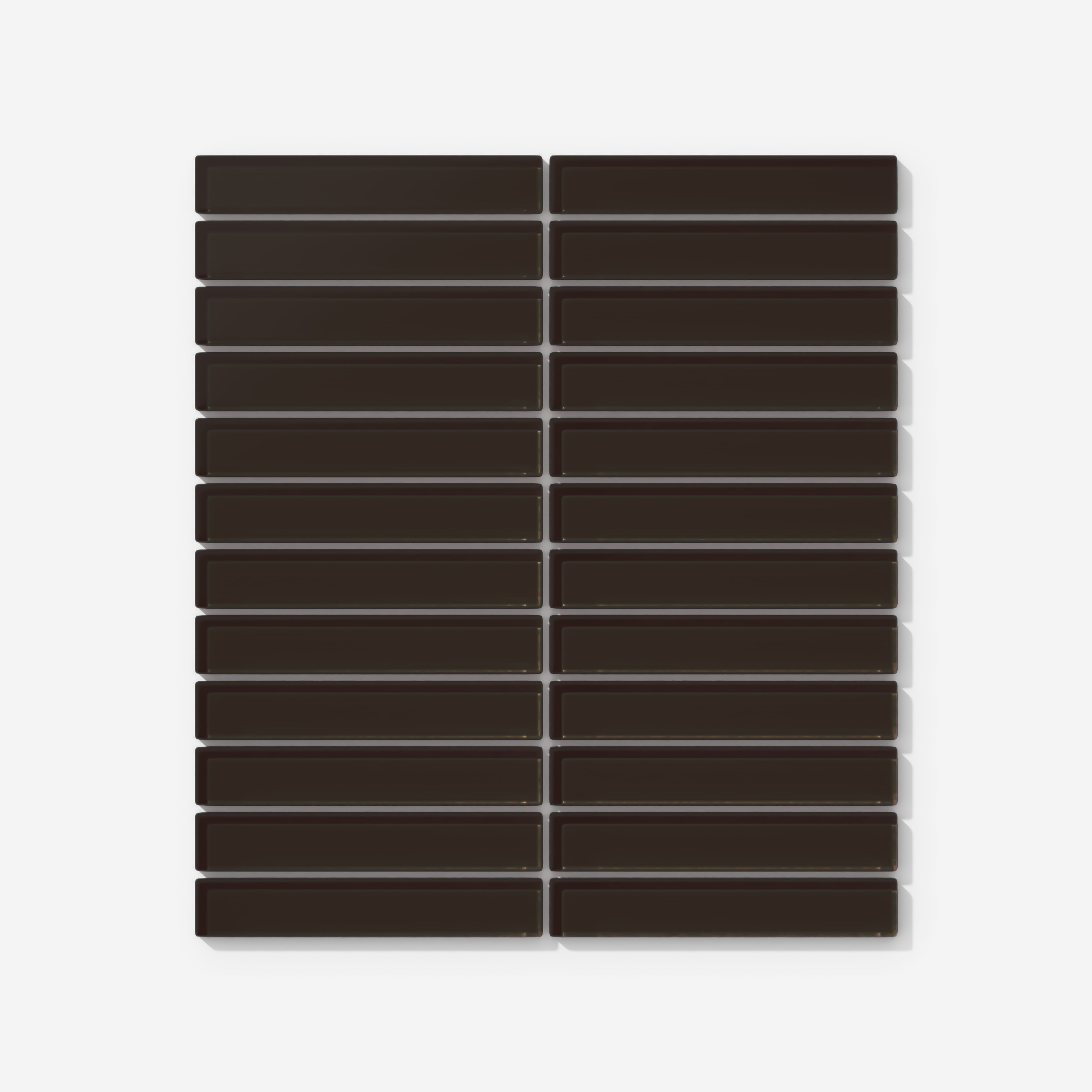 1x6 Straight Set Sheeted Glass Mosaic Tile in Nighthawk Matte