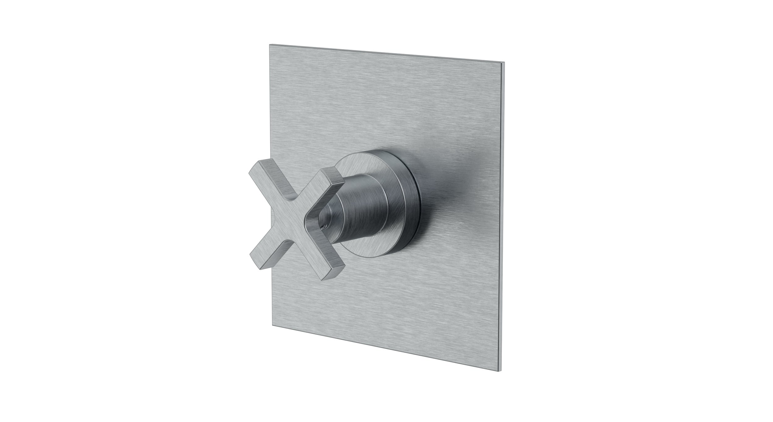 Flatiron One Handle Wall Mount Shower Trim with Linear Cross Handle in Satin Chrome