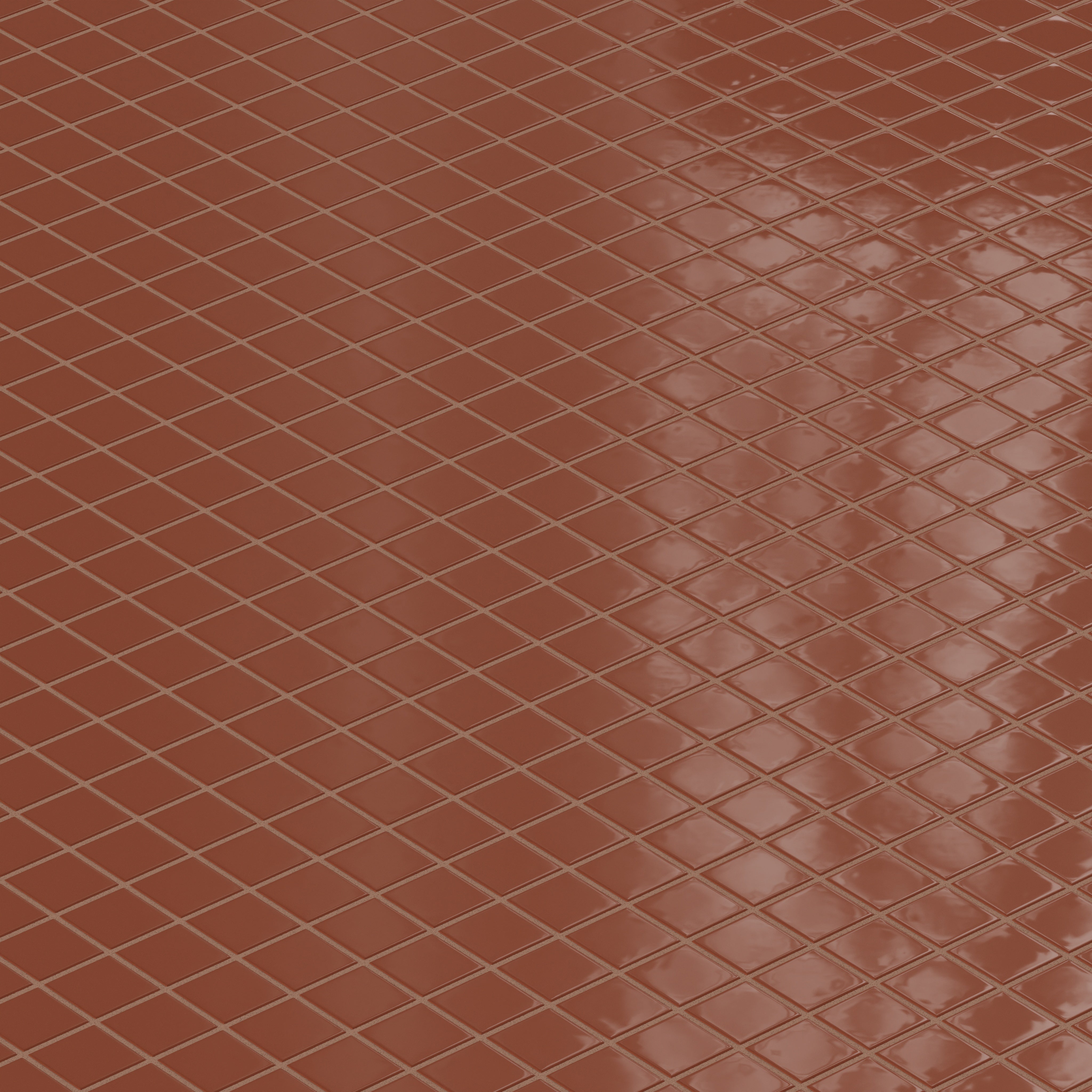 2x2 Straight Set Sheeted Natural Press Ceramic Mosaic Tile in Red Iron Oxide Gloss