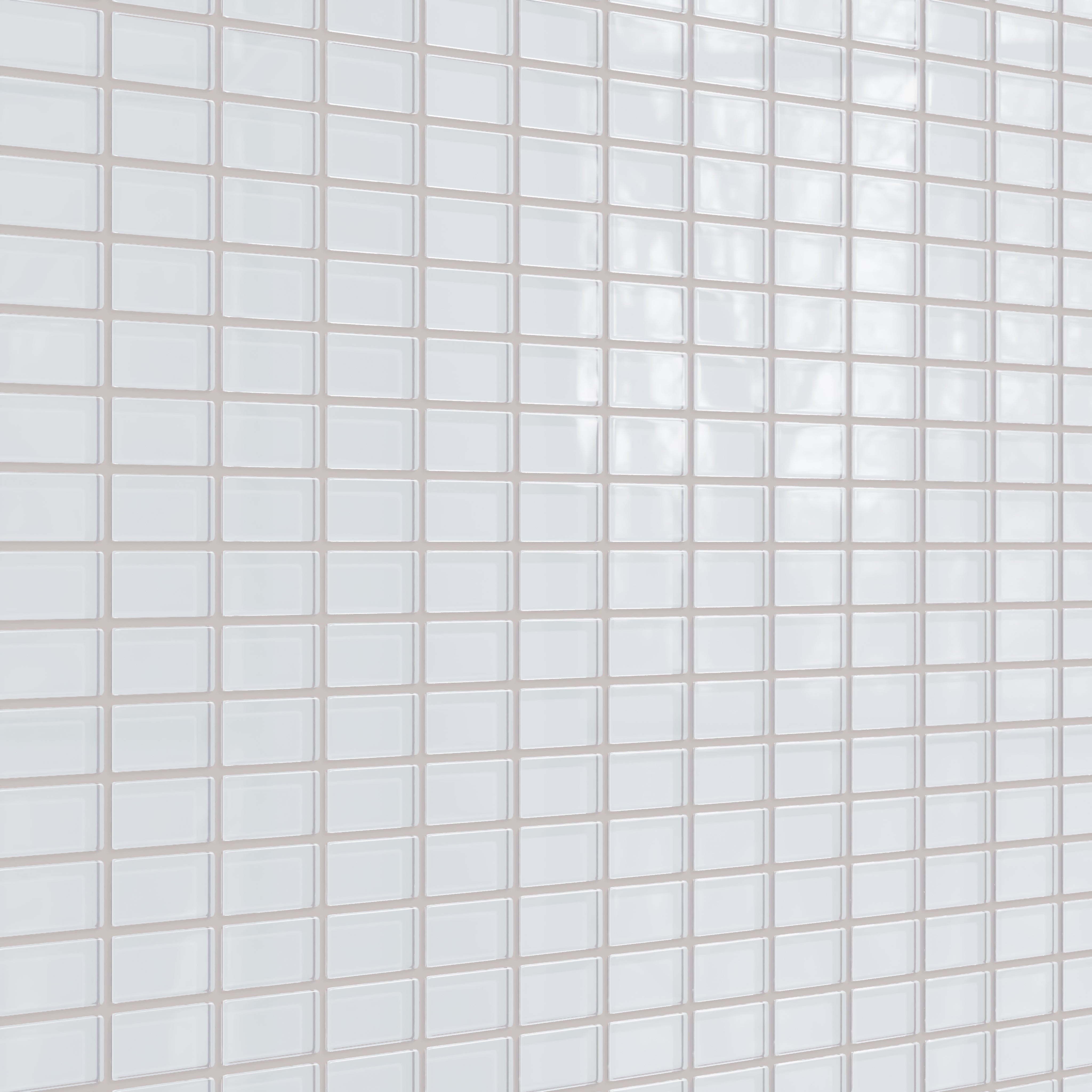 1x2 Straight Set Sheeted Glass Mosaic Tile in Snowy Owl Gloss