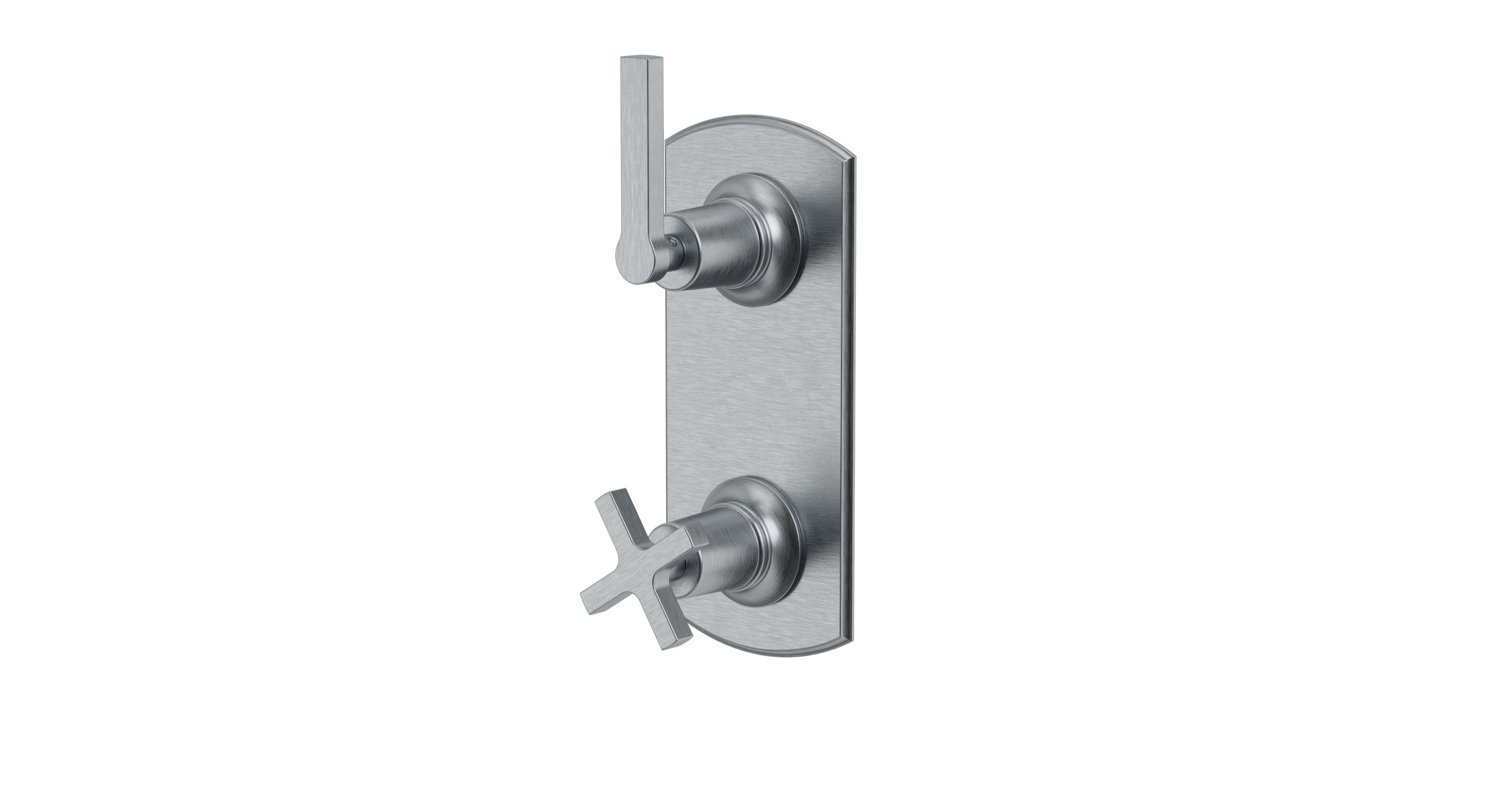 Emerson Two Handle Wall Mount Shower Trim with Classic Cross/Classic Lever Handles in Satin Chrome