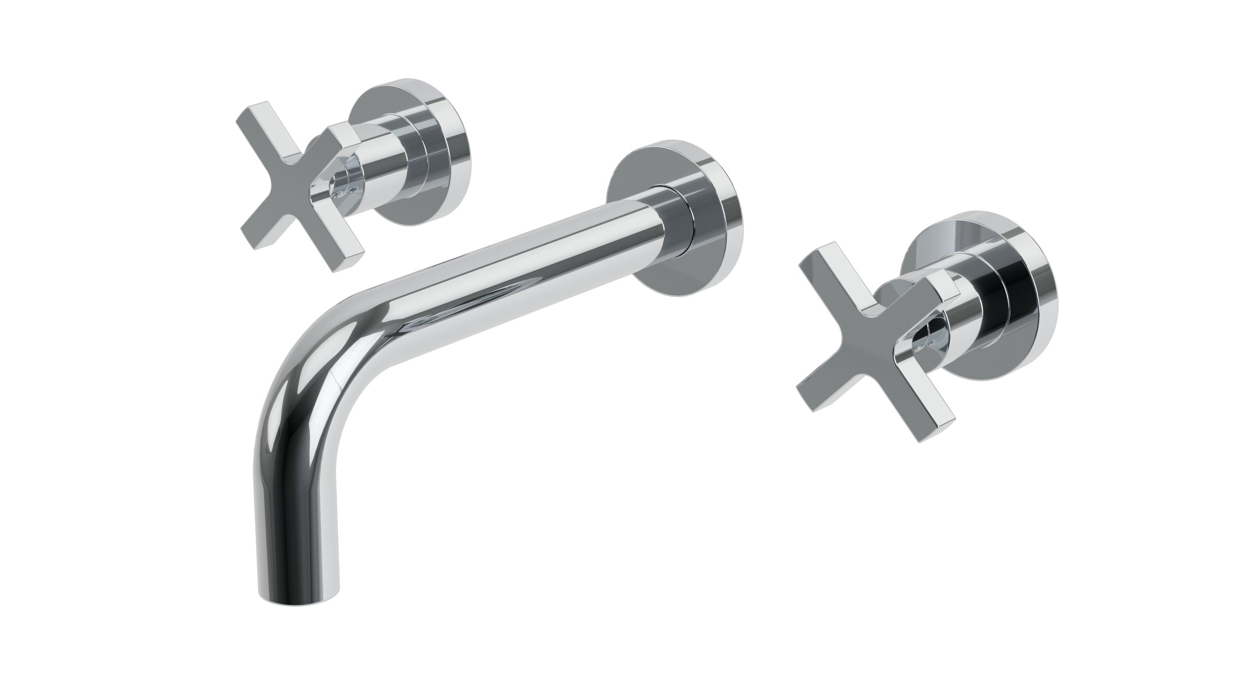 Flatiron Two Handle Wall Mount 7.5" Lavatory Faucet with Linear Cross Handles