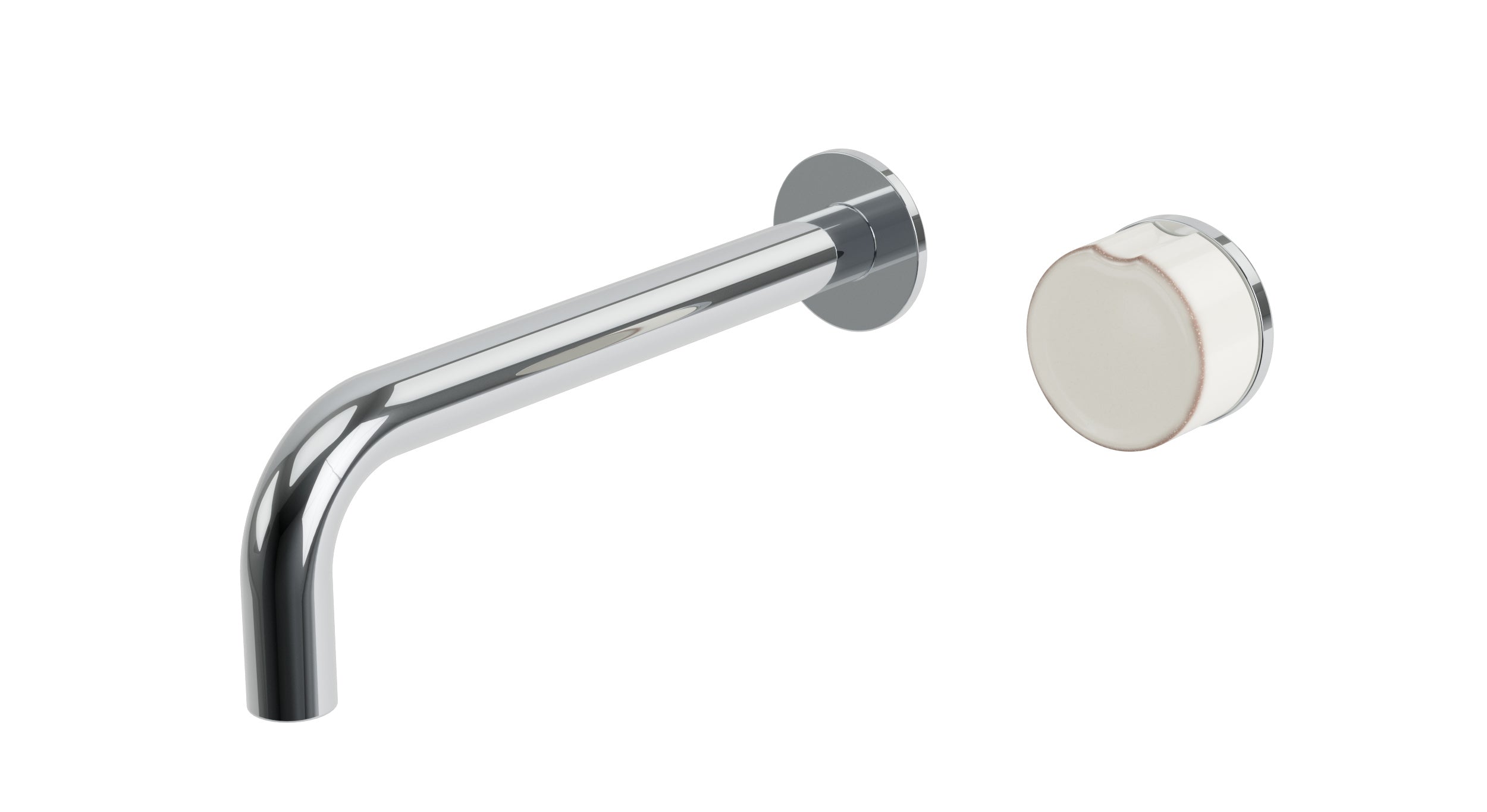 Foundry One Handle Wall Mount 7.5" Lavatory Faucet with Groove Ceramic Knob Handle in Polished Chrome