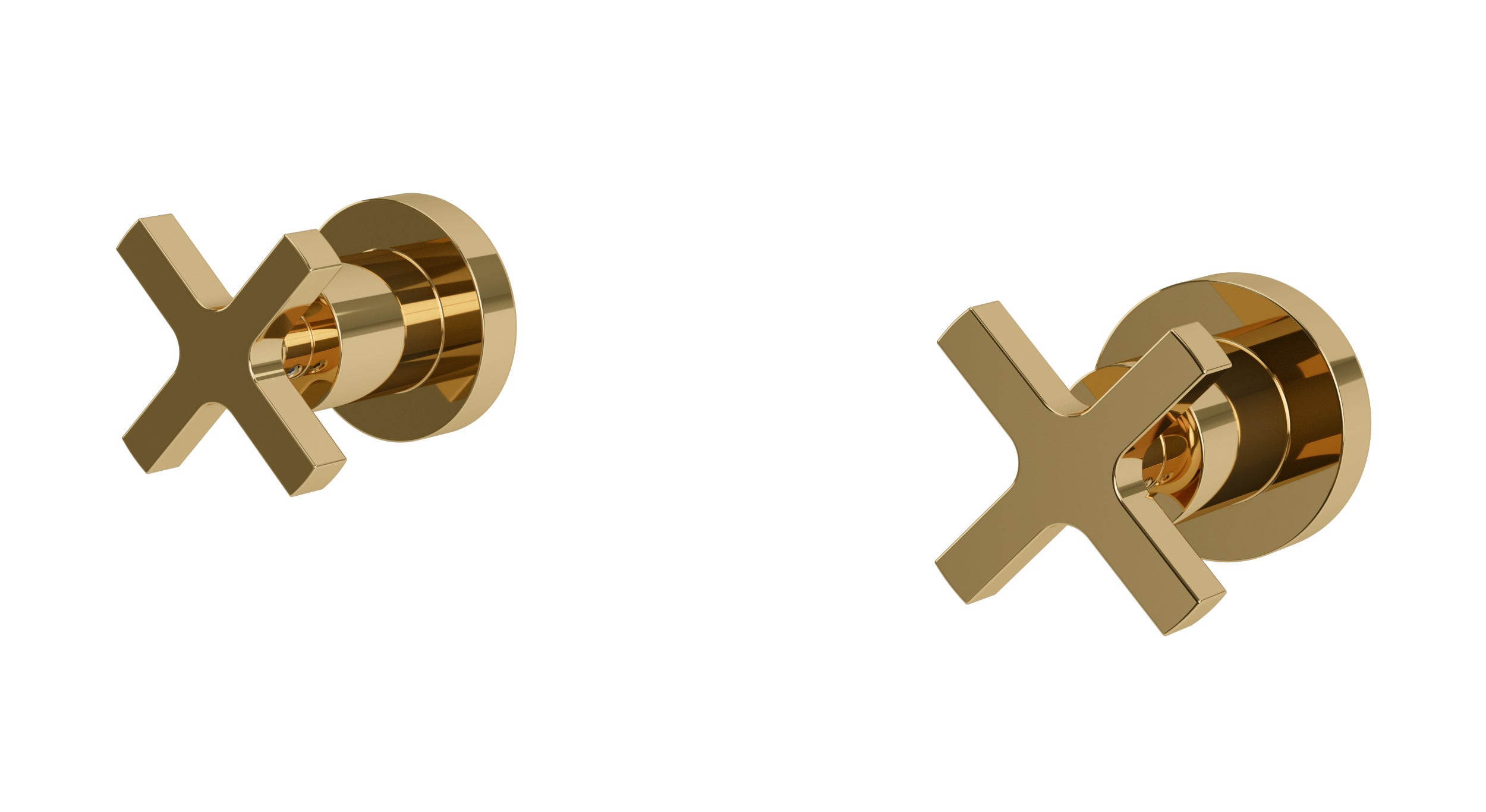 Flatiron Two Handle Wall Mount Bath Trim with Linear Cross Handles in Polished Brass