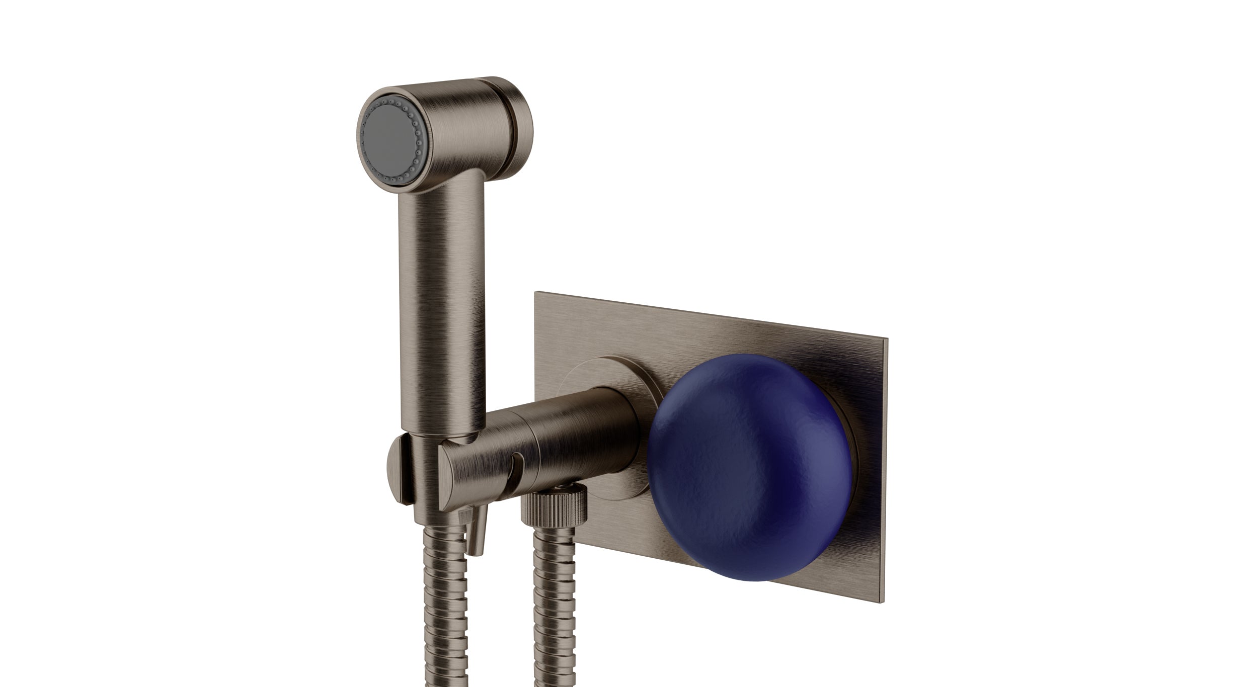 Foundry One Handle Wall Mount Bidet Trim with Pebble Ceramic Knob Handle in Antique Nickel
