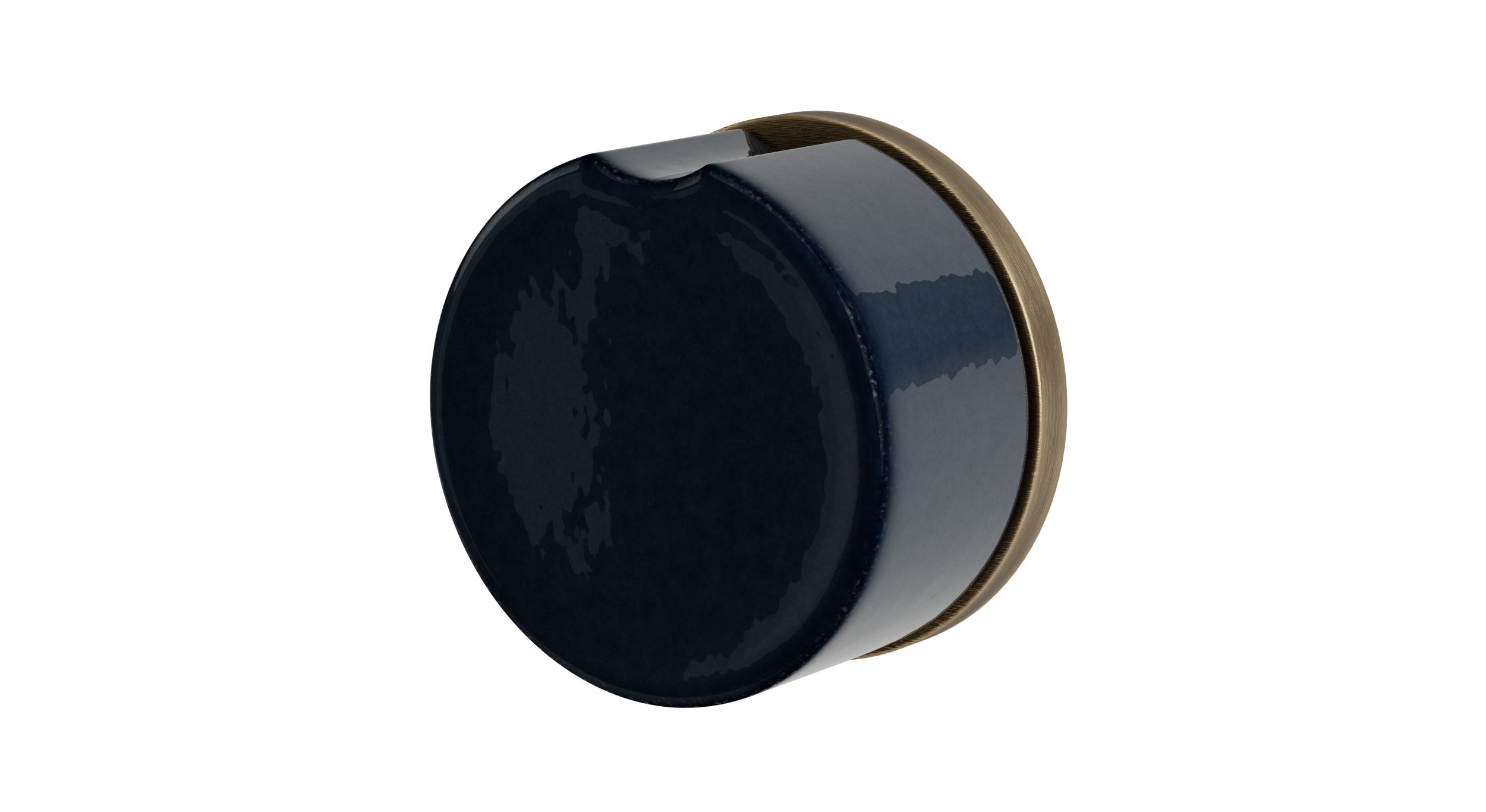 Foundry One Handle Wall Mount Diverter/Volume Control Shower Trim with Groove Ceramic Knob Handle in Antique Brass