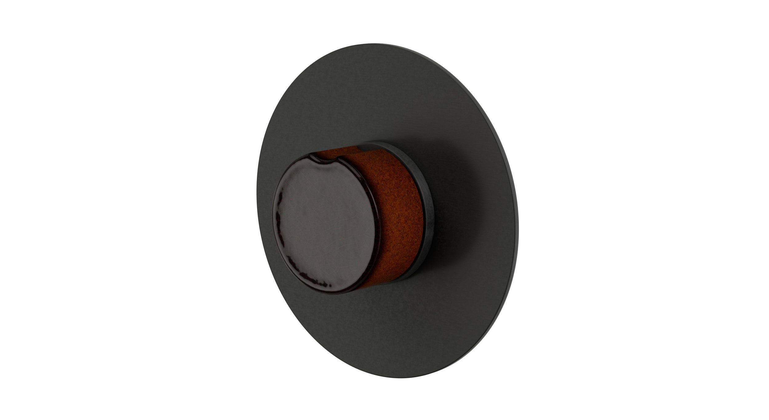 Foundry One Handle Wall Mount Shower Trim with Groove Ceramic Knob Handle in Blackened Nickel