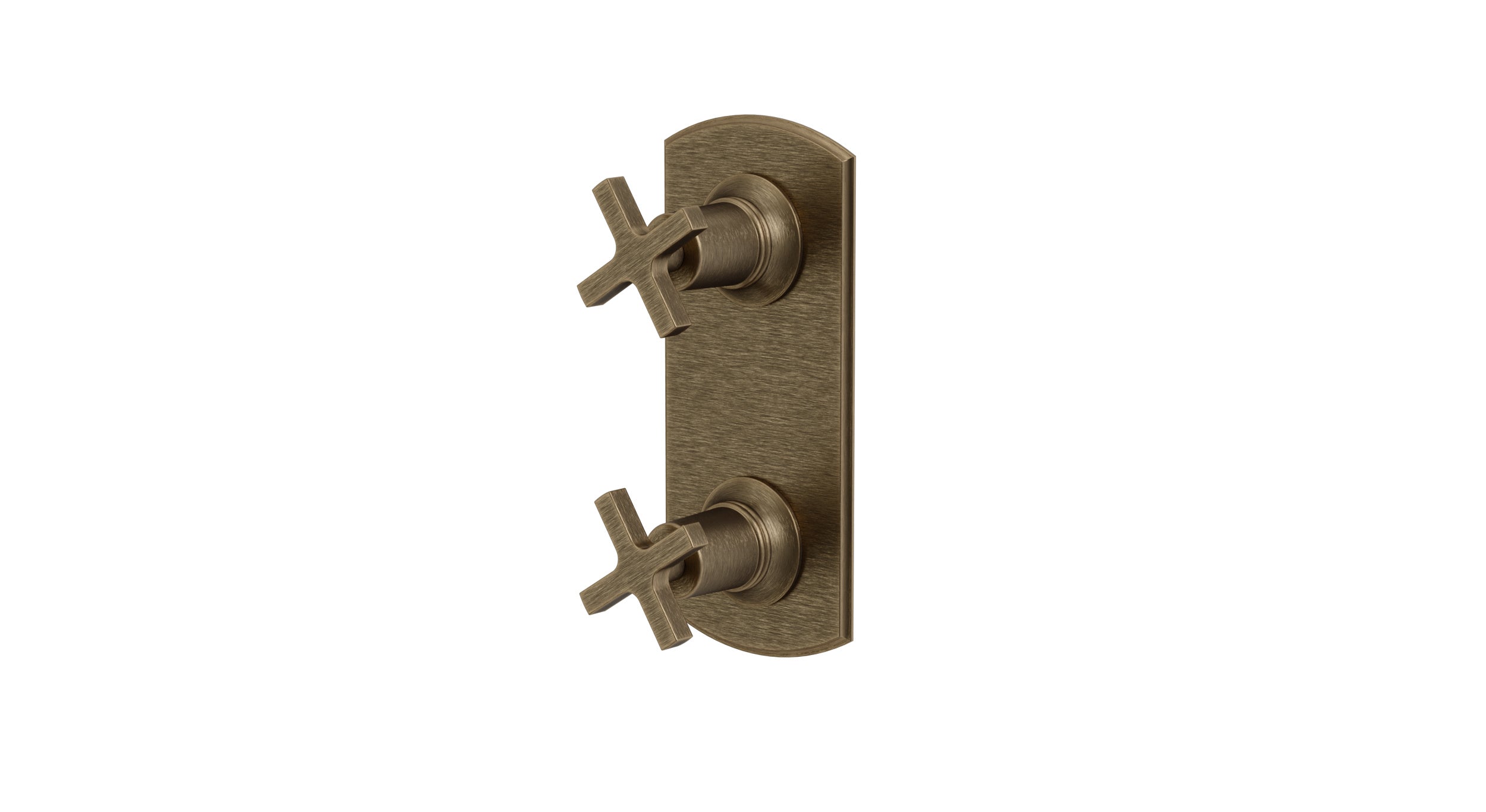 Emerson Two Handle Wall Mount Shower Trim with Classic Cross Handles in Antique Brass