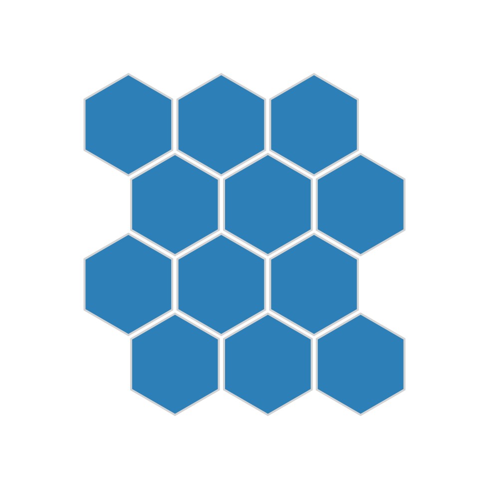 2" Hexagon Sheeted Original Ceramic Mosaic Tile in Aegean Sea Matte