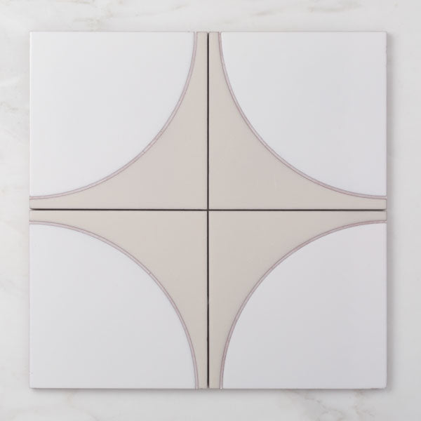 Quick Ship 8x8 Handpainted Tile Fallow in White Motif