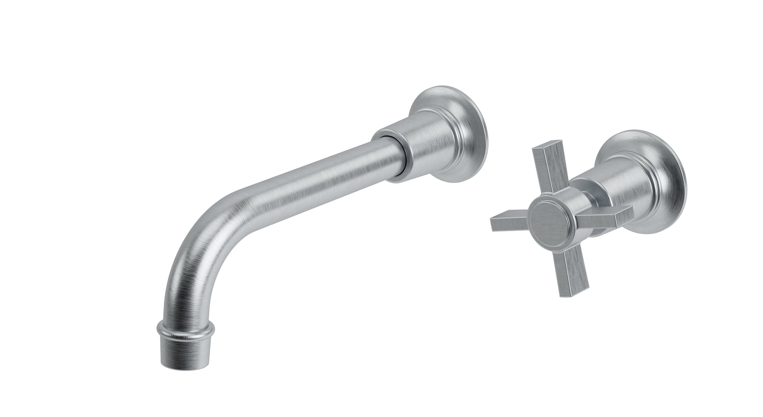 Emerson One Handle Wall Mount 8.25" Lavatory Faucet with Defined Cross Handle in Satin Chrome