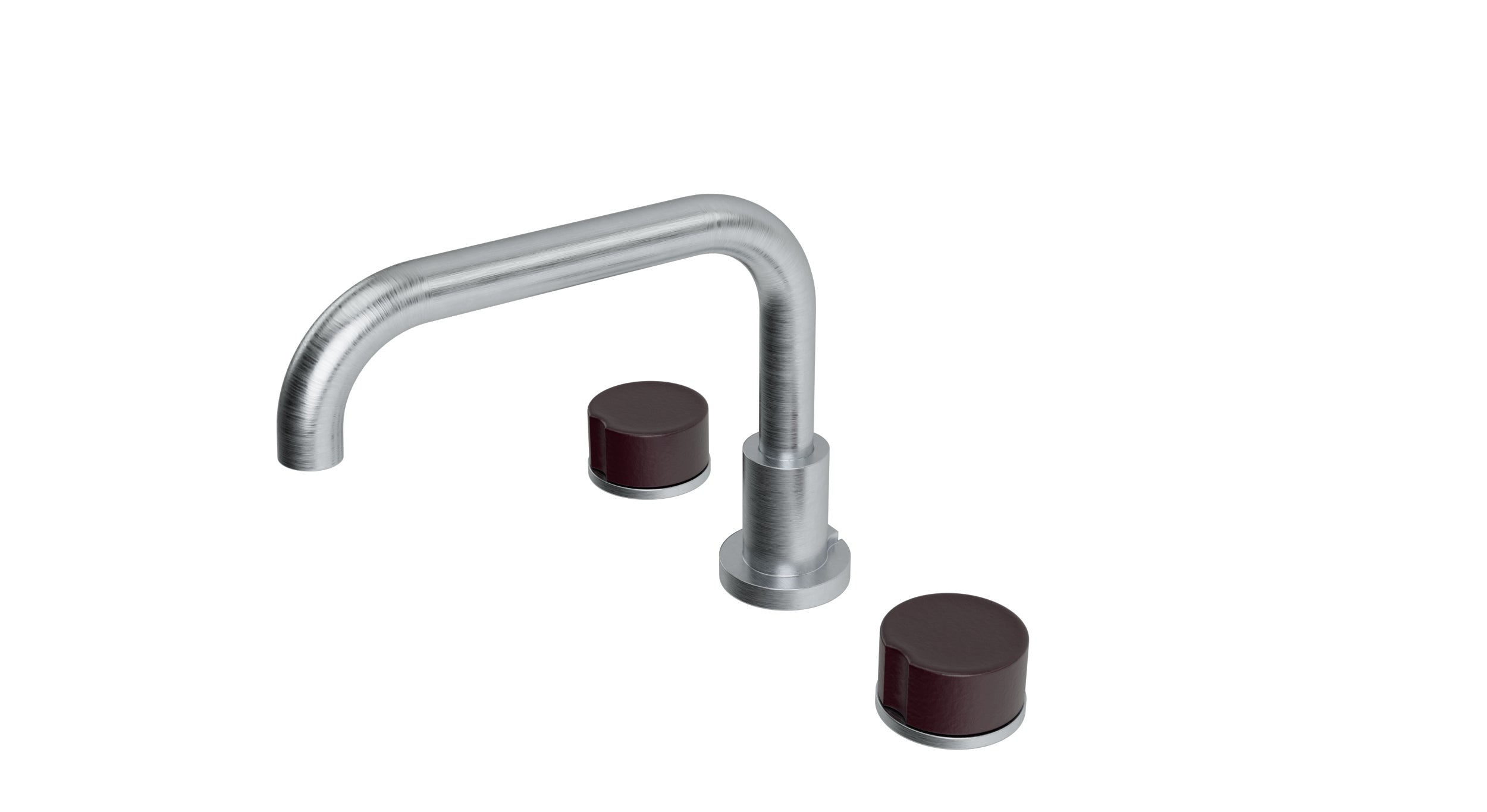 Foundry Two Handle Deck Mount Squaretop Bath Trim with Groove Ceramic Knob Handles in Satin Chrome