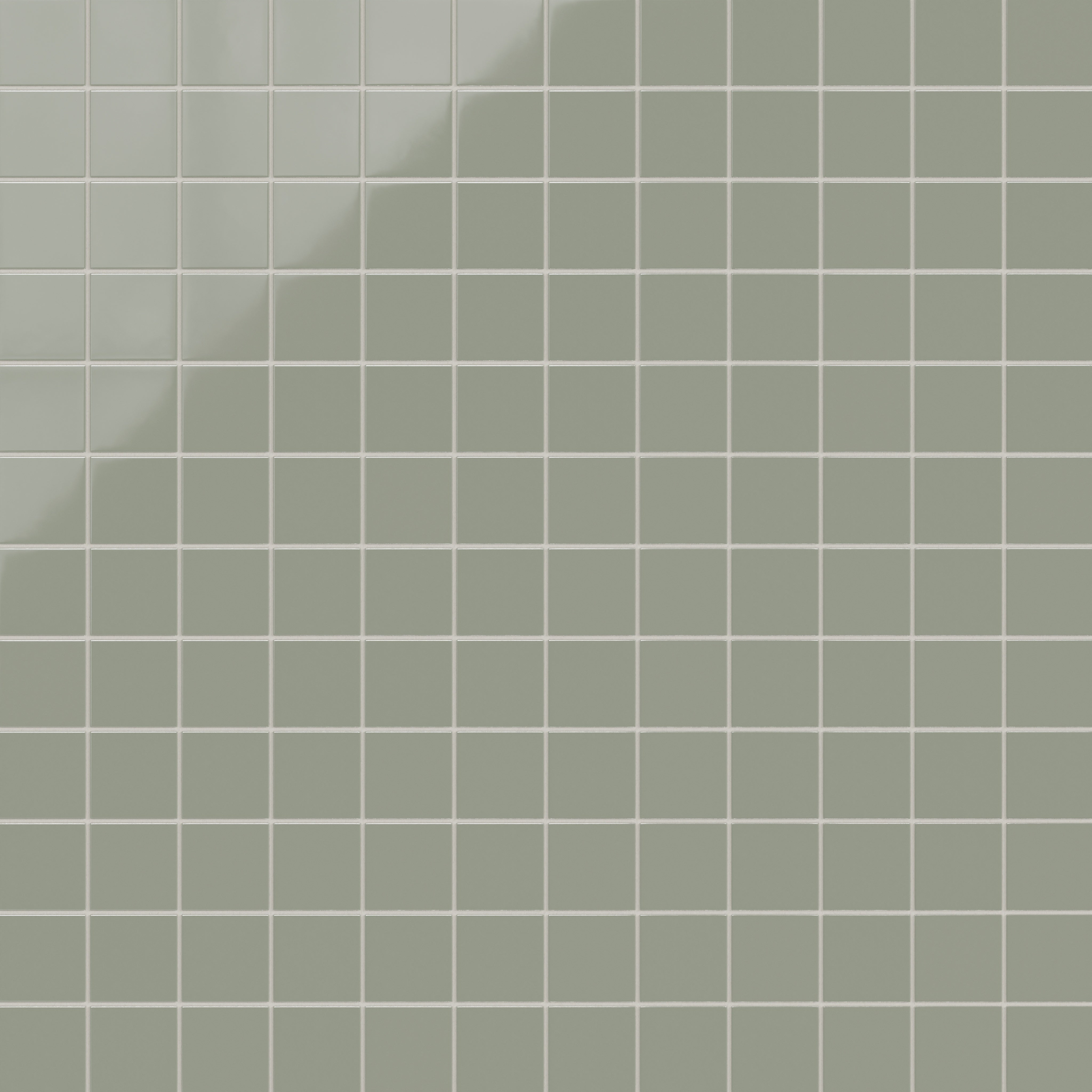 3x3 Straight Set Sheeted Natural Press Ceramic Mosaic Tile in Terre Verte Gloss