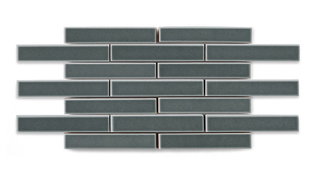 1x6 Half Offset Sheeted Original Ceramic Mosaic Tile in Tempest Gloss