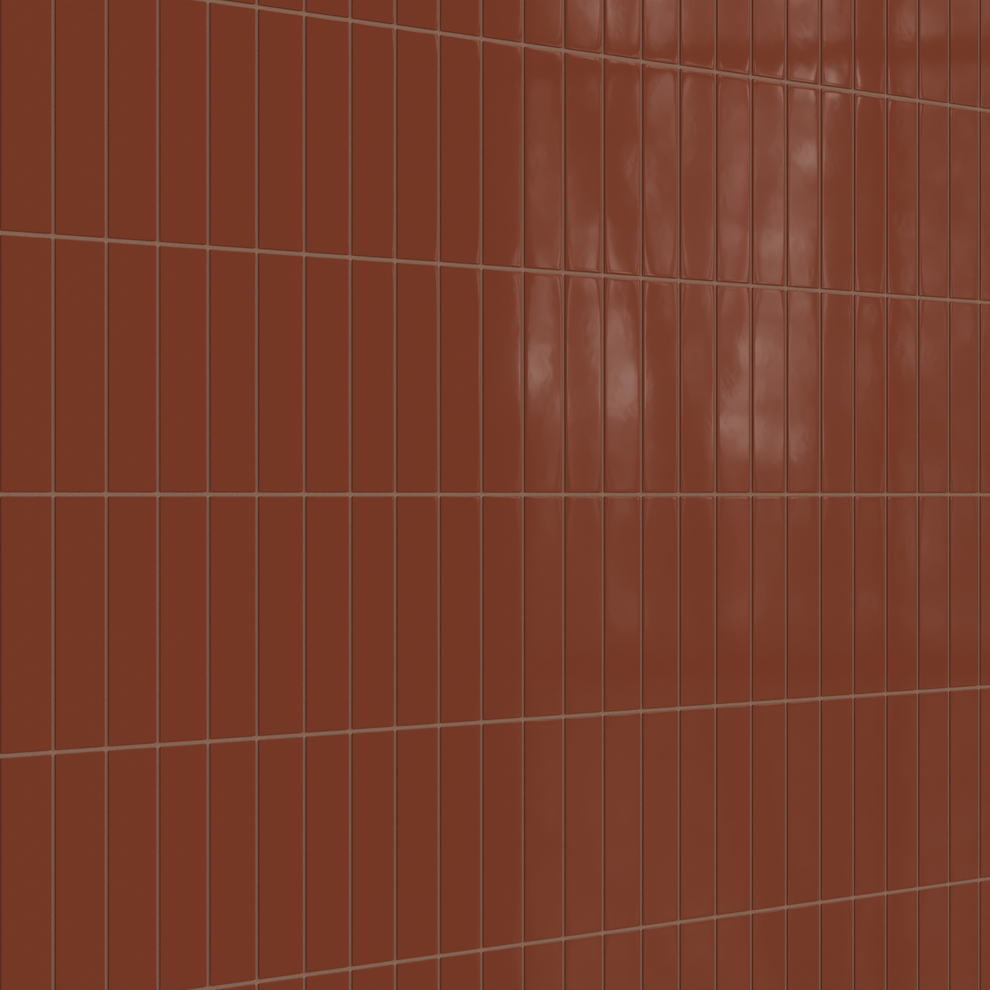 2x8 Natural Press Ceramic Tile in Red Iron Oxide Gloss
