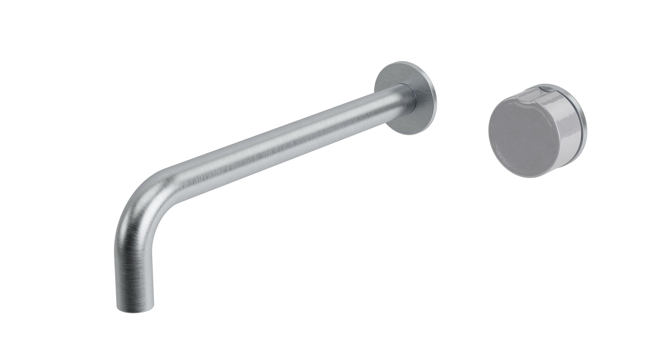 Foundry One Handle Wall Mount 10" Lavatory Faucet with Groove Ceramic Knob Handle in Satin Chrome