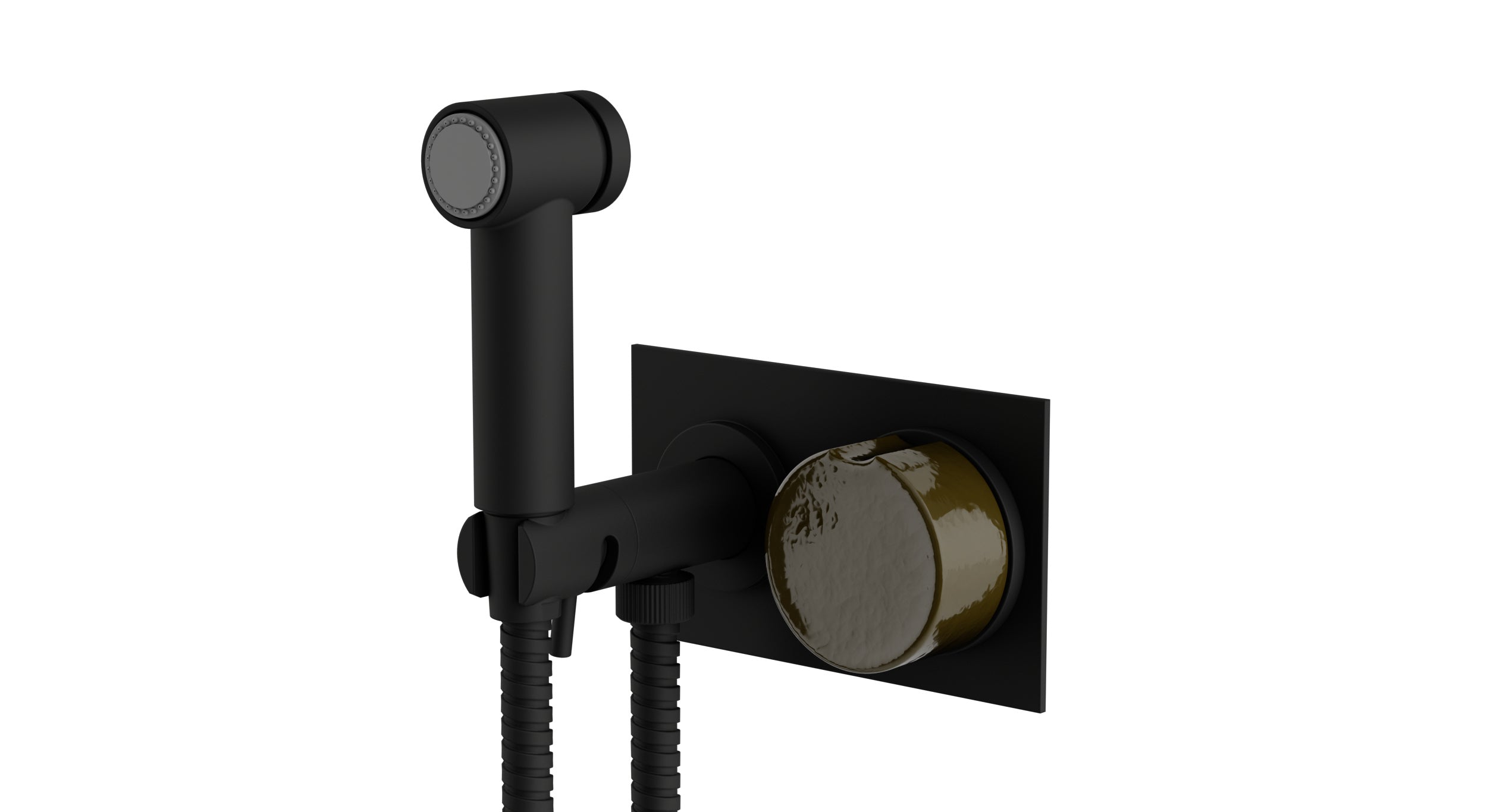 Foundry One Handle Wall Mount Bidet Trim with Groove Ceramic Knob Handle in Matte Black