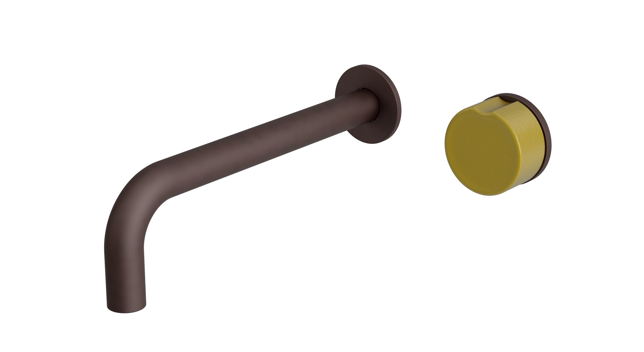 Foundry One Handle Wall Mount 7.5" Lavatory Faucet with Groove Ceramic Knob Handle in Architectural Copper