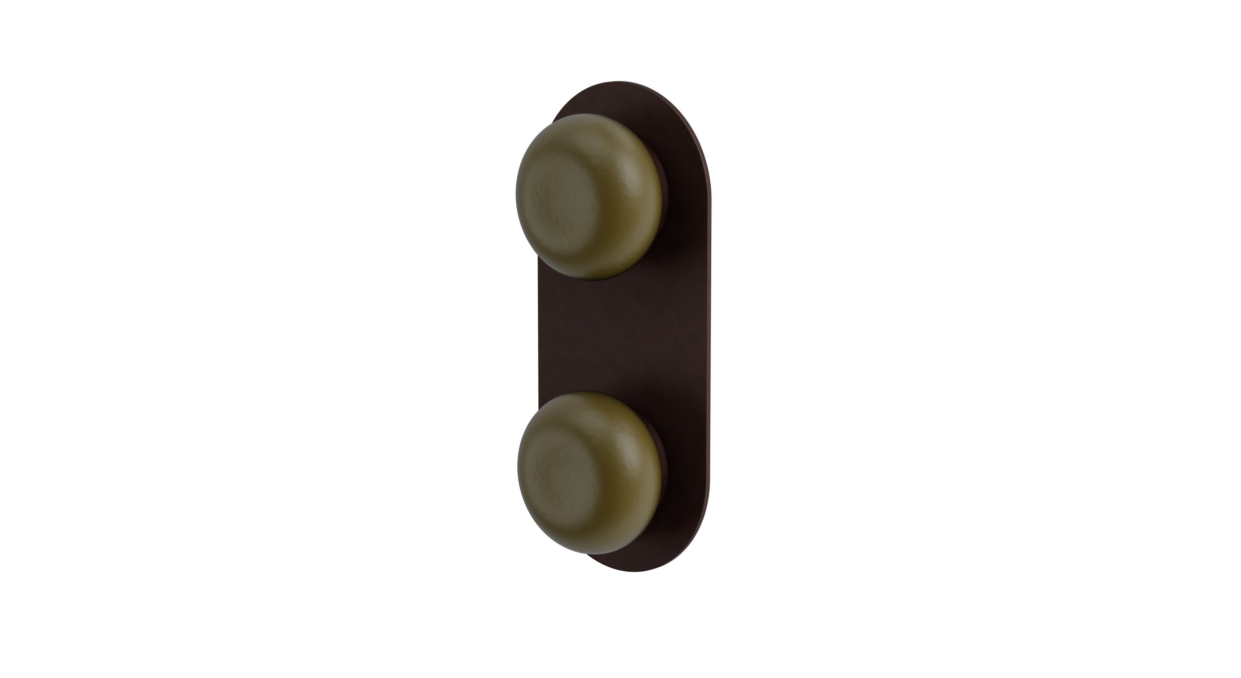 Foundry Two Handle Wall Mount Shower Trim with Pebble Ceramic Knob Handles in Architectural Copper
