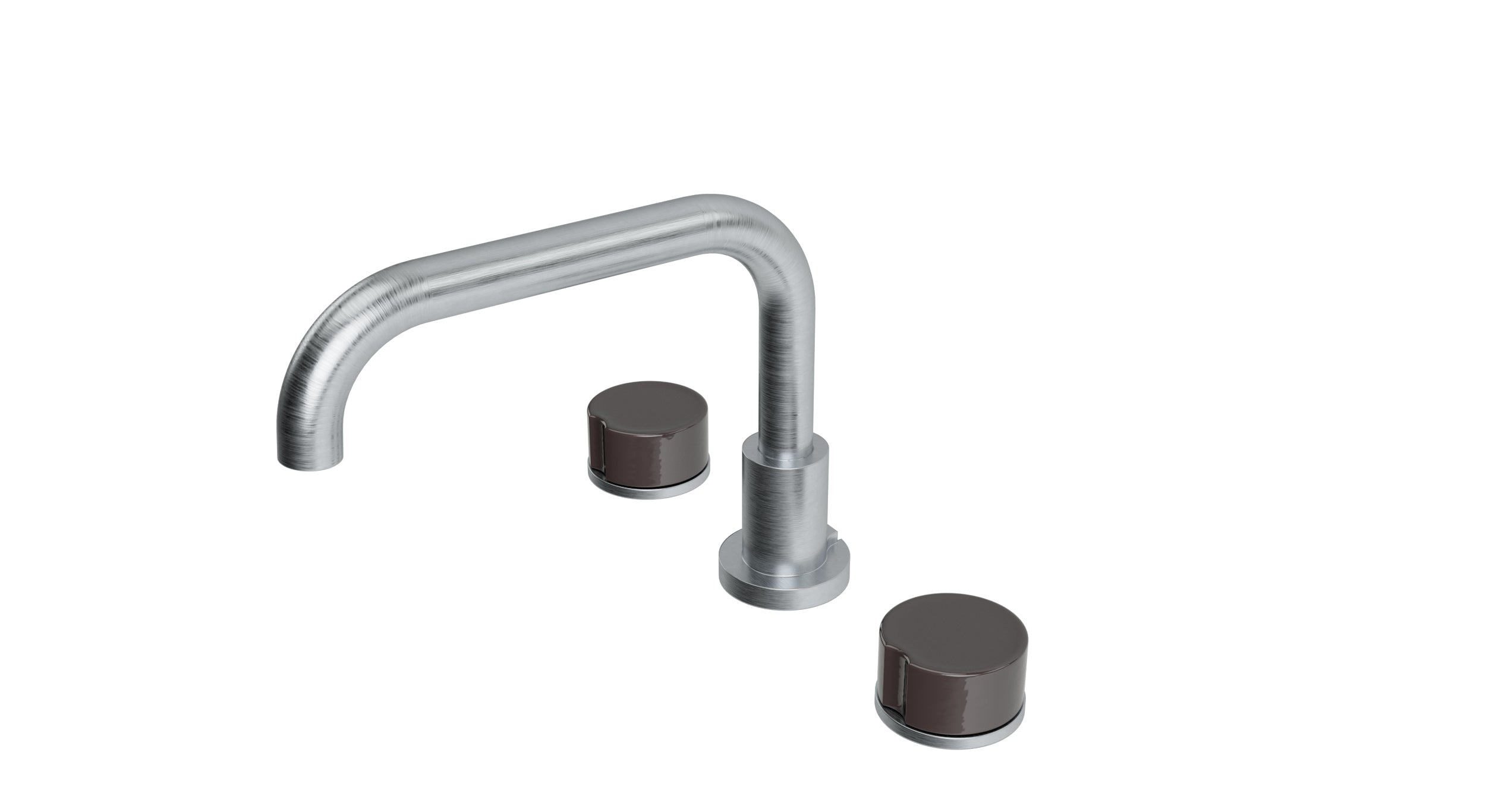 Foundry Two Handle Deck Mount Squaretop Bath Trim with Groove Ceramic Knob Handles in Satin Chrome