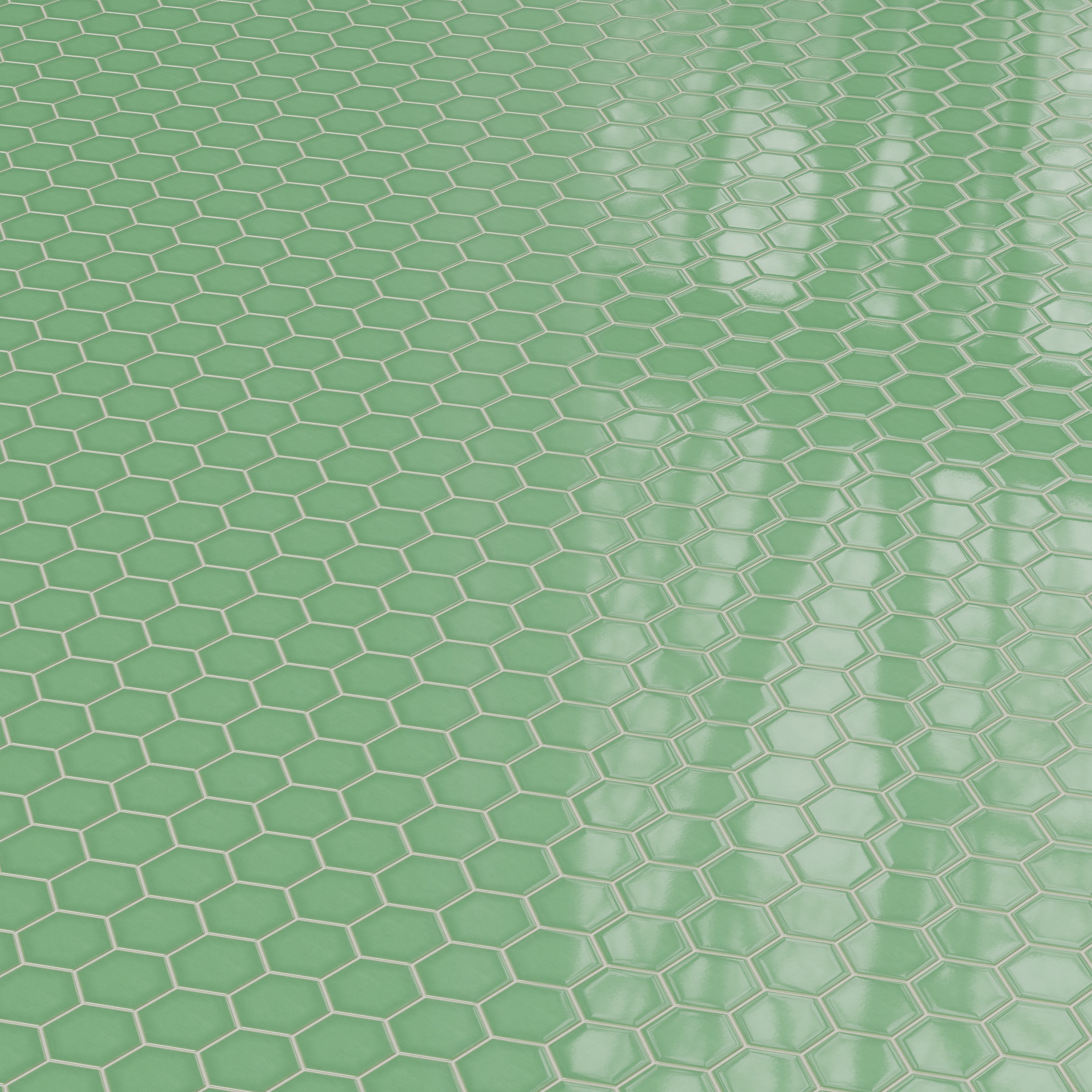 4" Hexagon Original Ceramic Tile in Sea Green Gloss