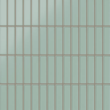 1x4 Straight Set Sheeted Glass Mosaic Tile in Kingfisher Matte