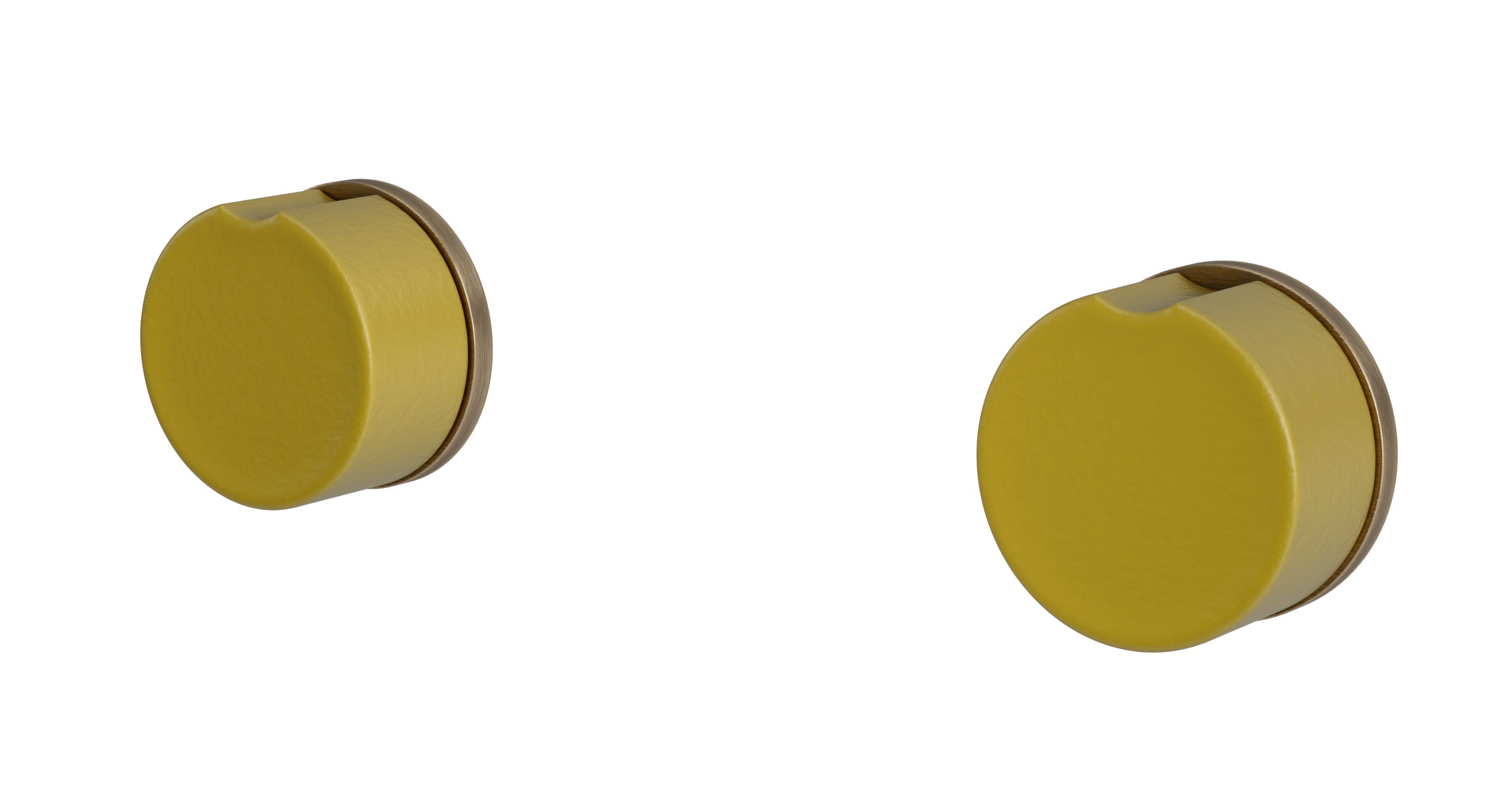 Foundry Two Handle Wall Mount Bath Trim with Groove Ceramic Knob Handles in Antique Brass