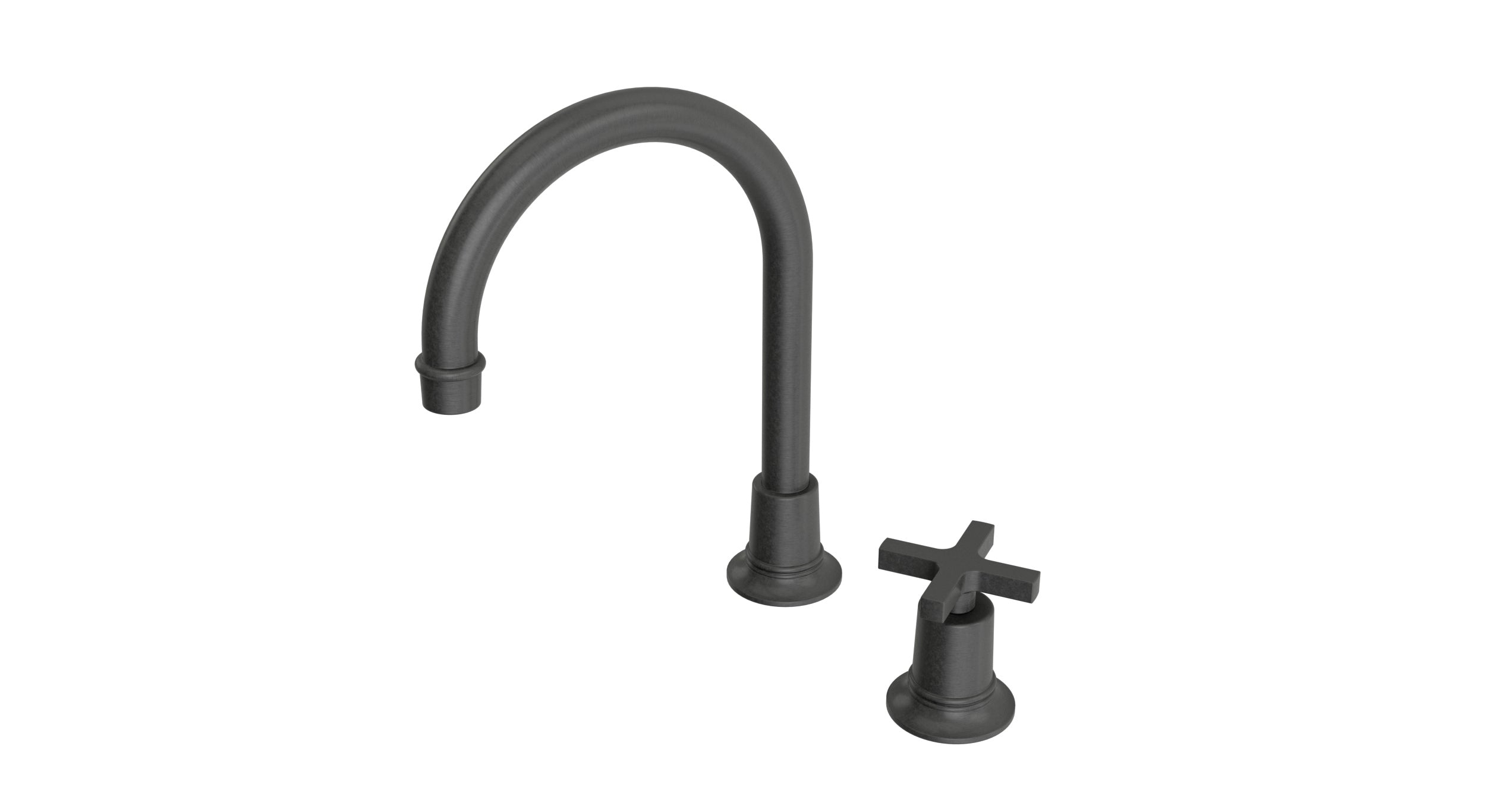 Emerson One Handle Deck Mount Gooseneck Lavatory Faucet with Classic Cross Handle in Blackened Nickel