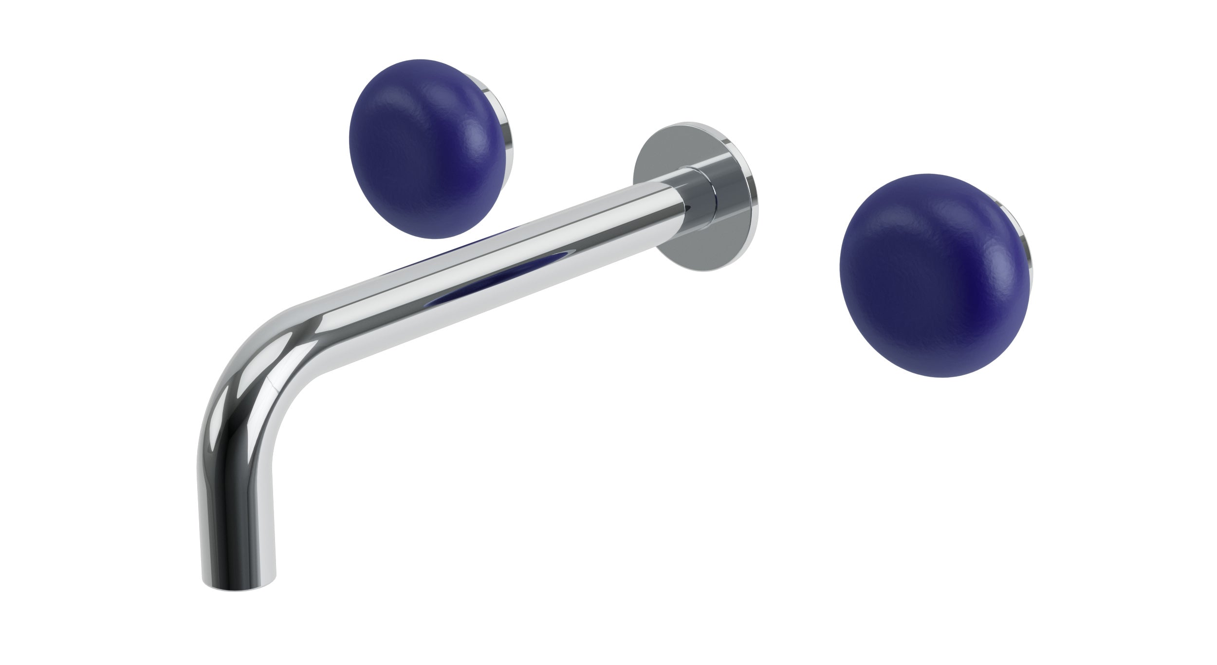 Foundry Two Handle Wall Mount 7.5" Lavatory Faucet with Pebble Ceramic Knob Handles