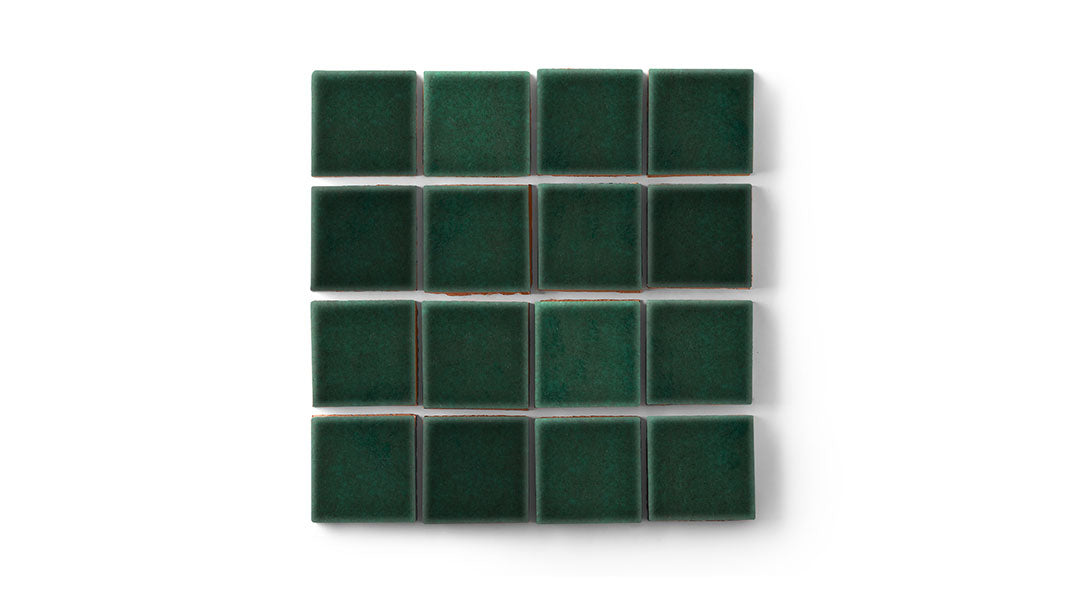 2x2 Straight Set Sheeted Original Ceramic Mosaic Tile in Evergreen Gloss